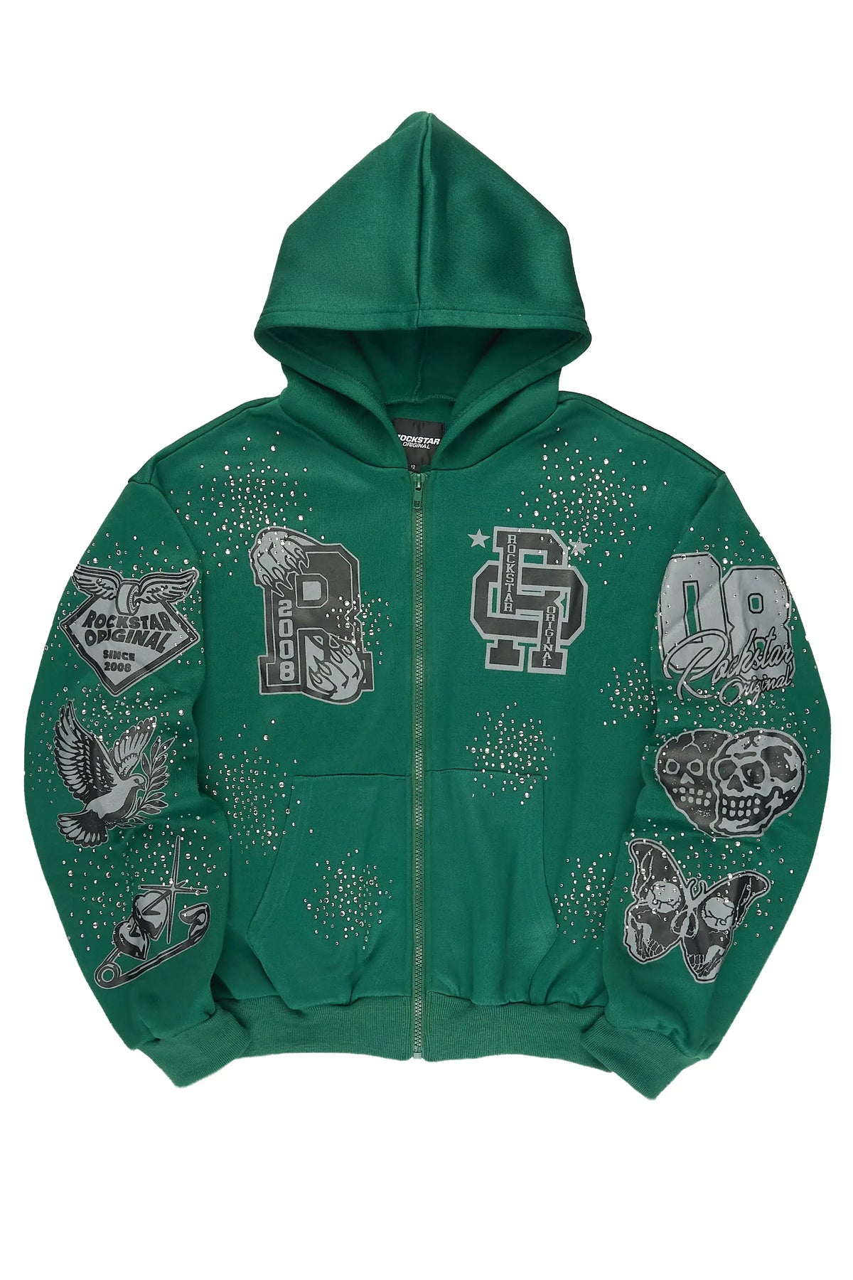 Boys Igor Green/Black Rhinestone Zip Up Hoodie