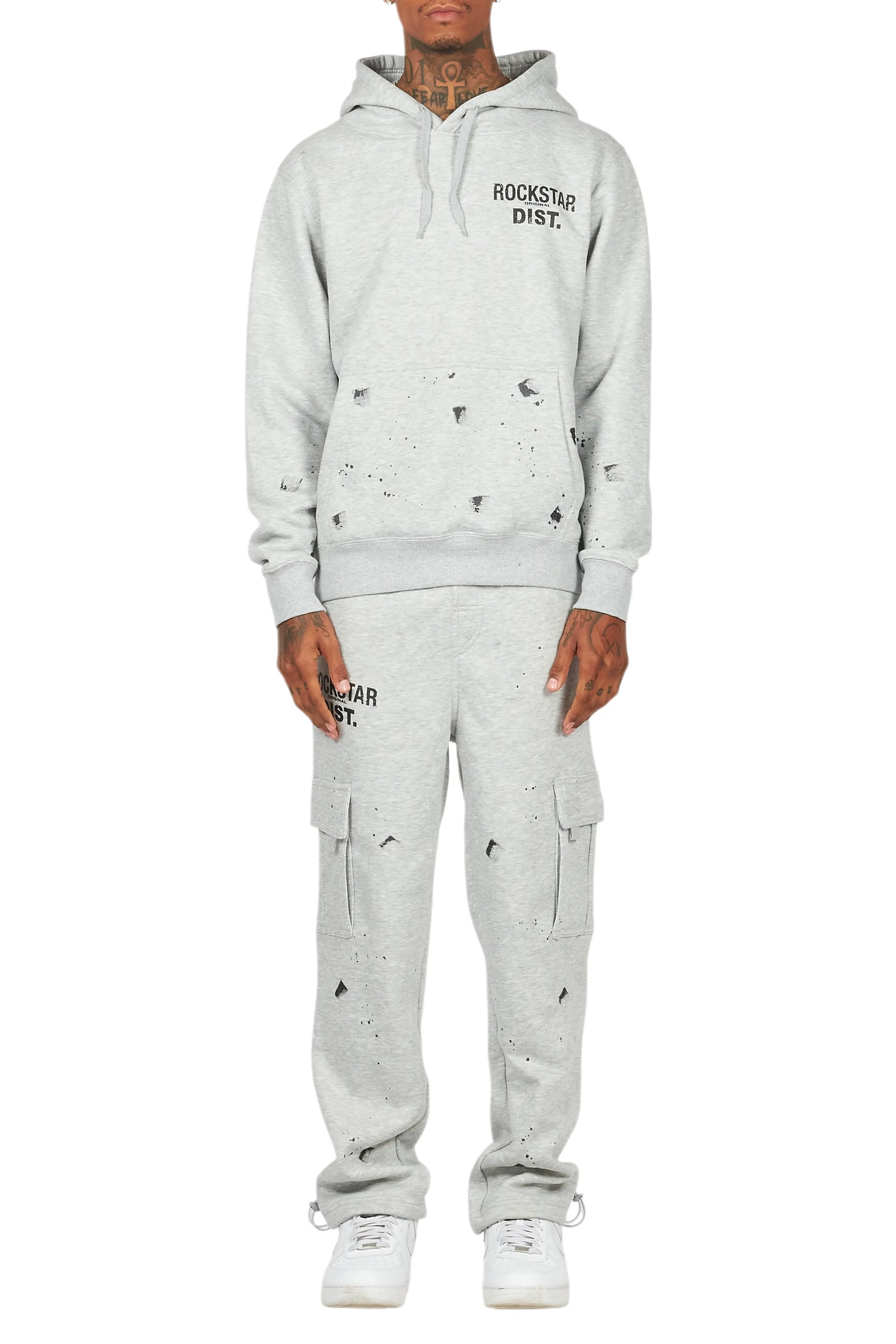 Raffer Heather Grey Hoodie/Cargo Sweat Pant Set