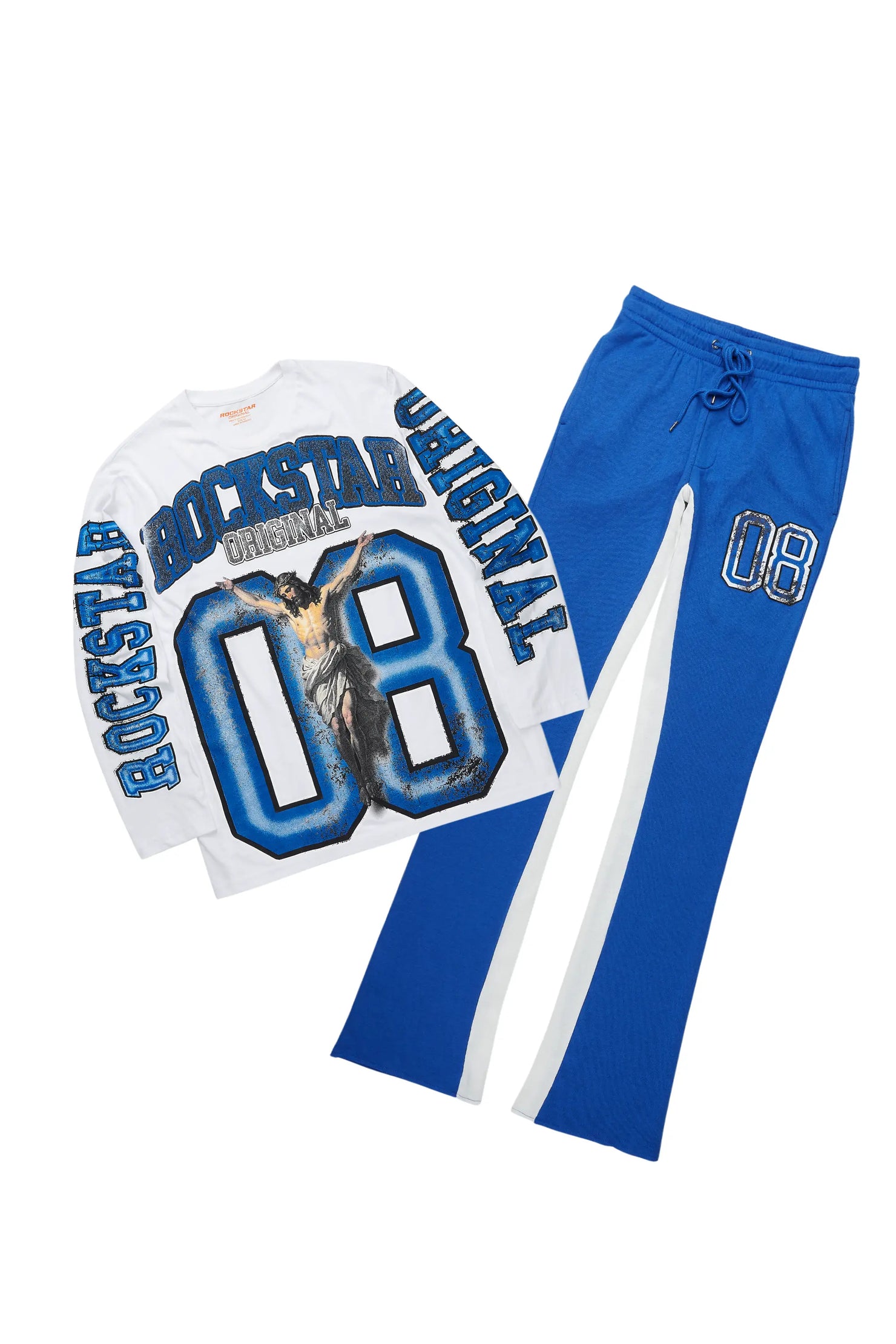 Fields White/Royal Long Sleeve T-Shirt/Baggy Pant Set