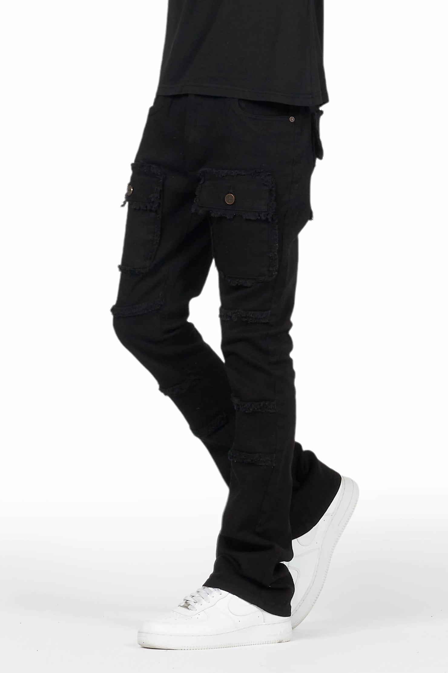 Wizzurd Black T-Shirt/Stacked Flare Cargo Jean Bundle