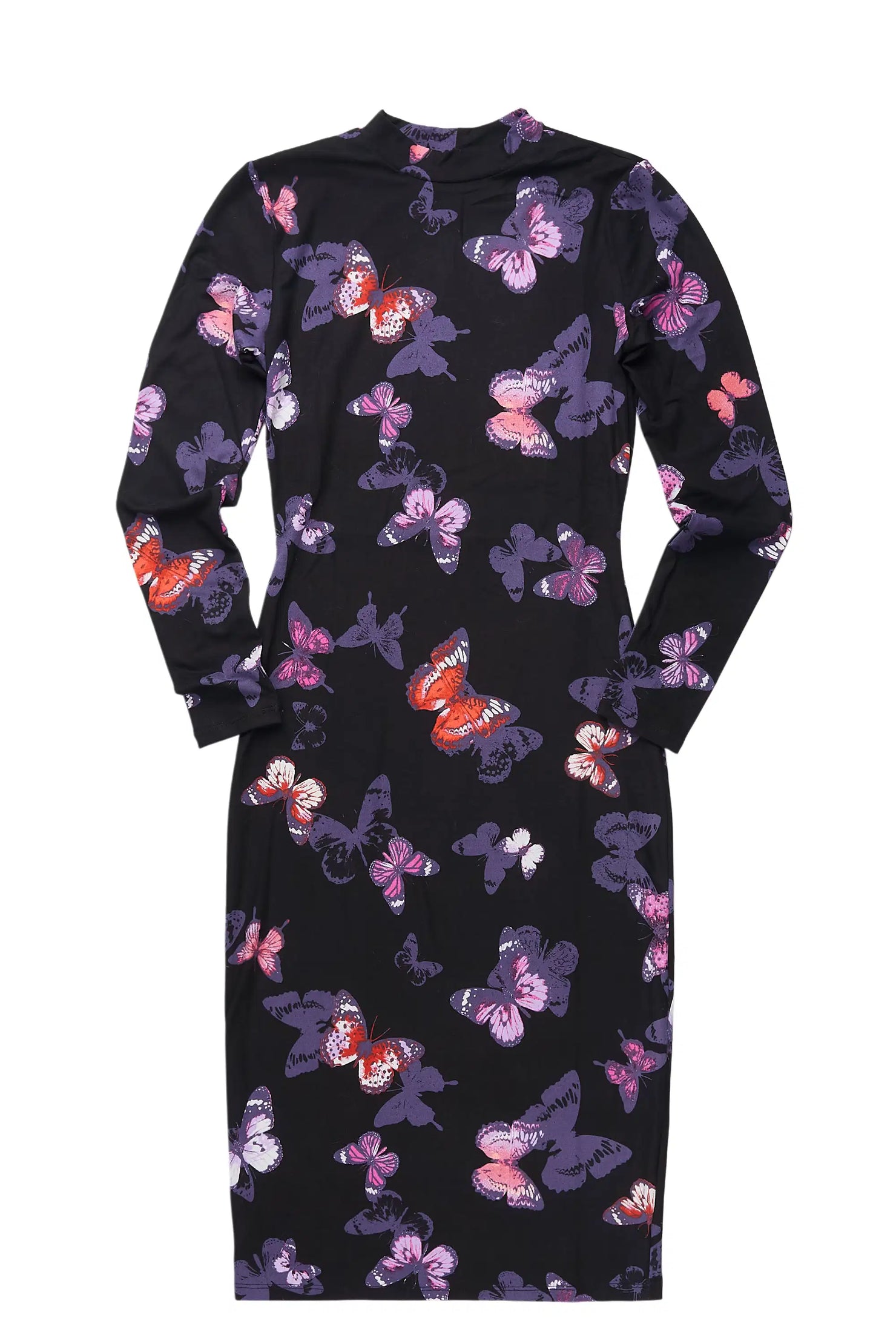 Darenisha Black Long Sleeve Midi Dress
