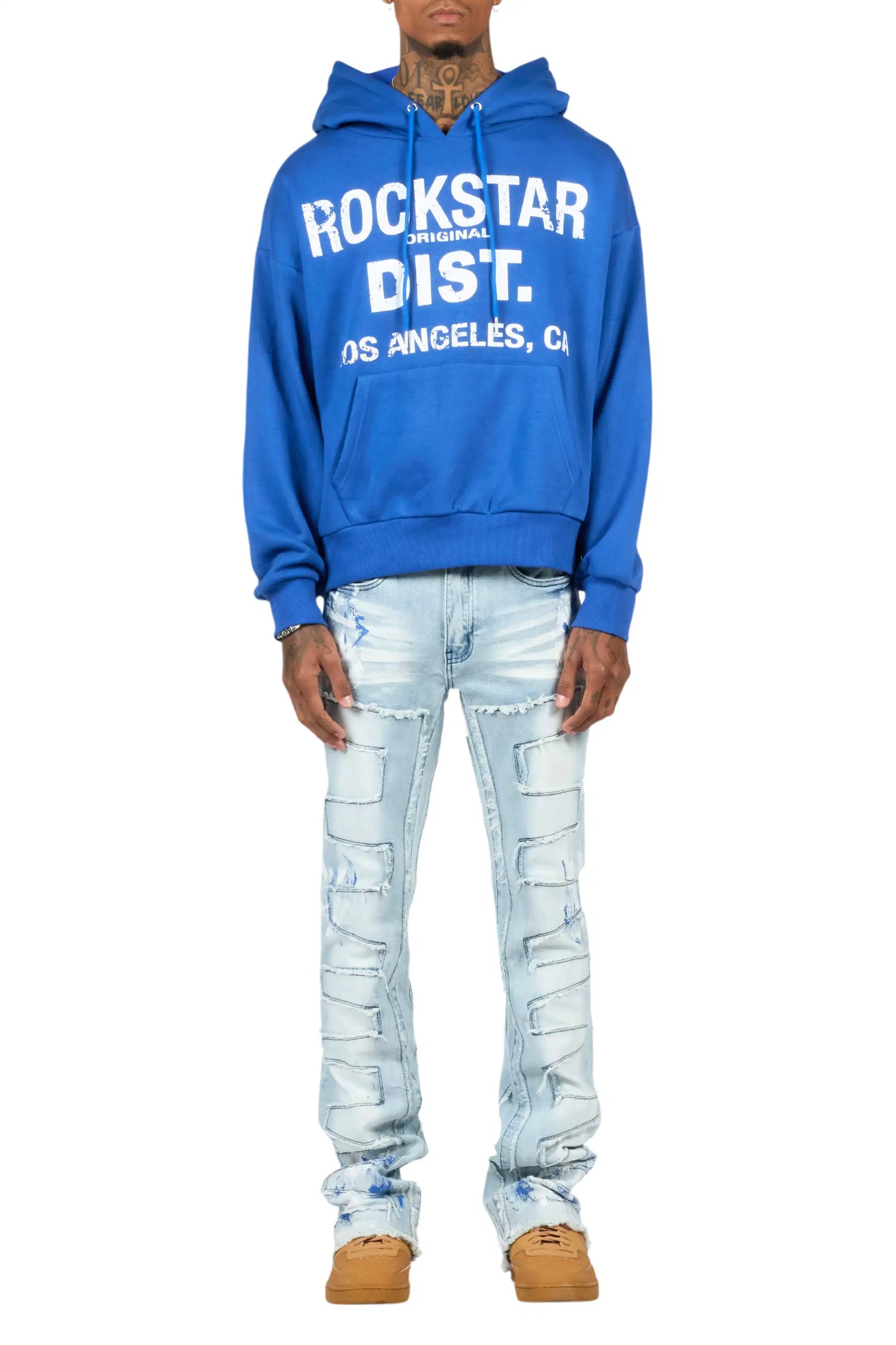 Saxon Royal/Blue Hoodie/Stacked Flare Jean Set