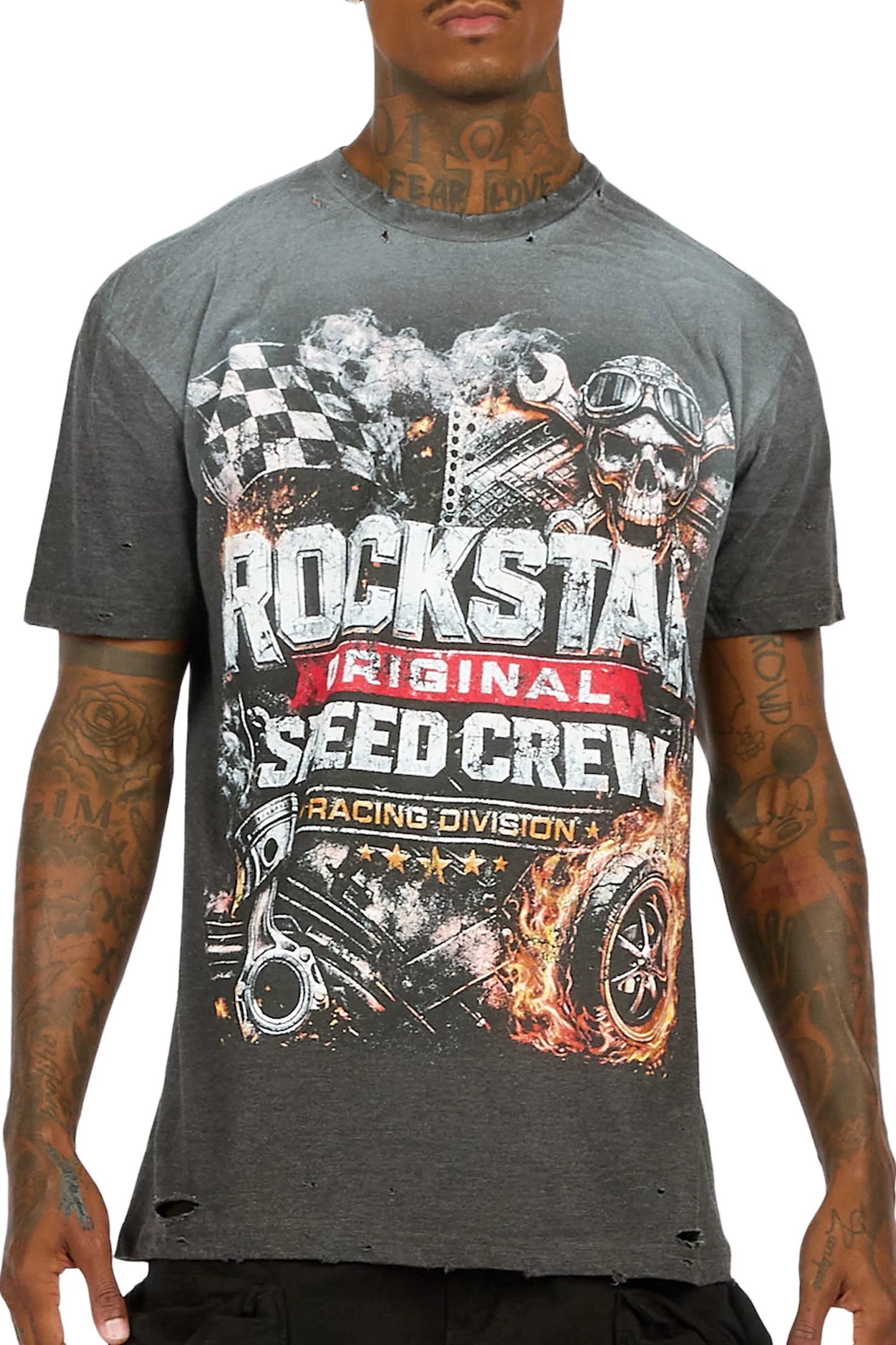 Cleaveland Charcoal Oversized Graphic T-Shirt