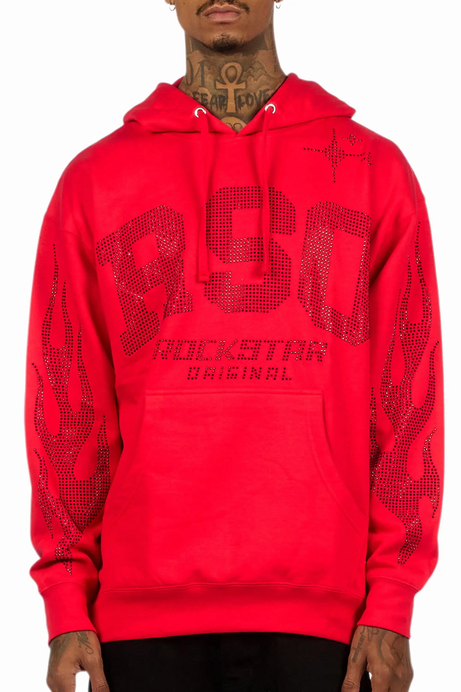 Merek Red/Black Rhinestone Graphic Hoodie
