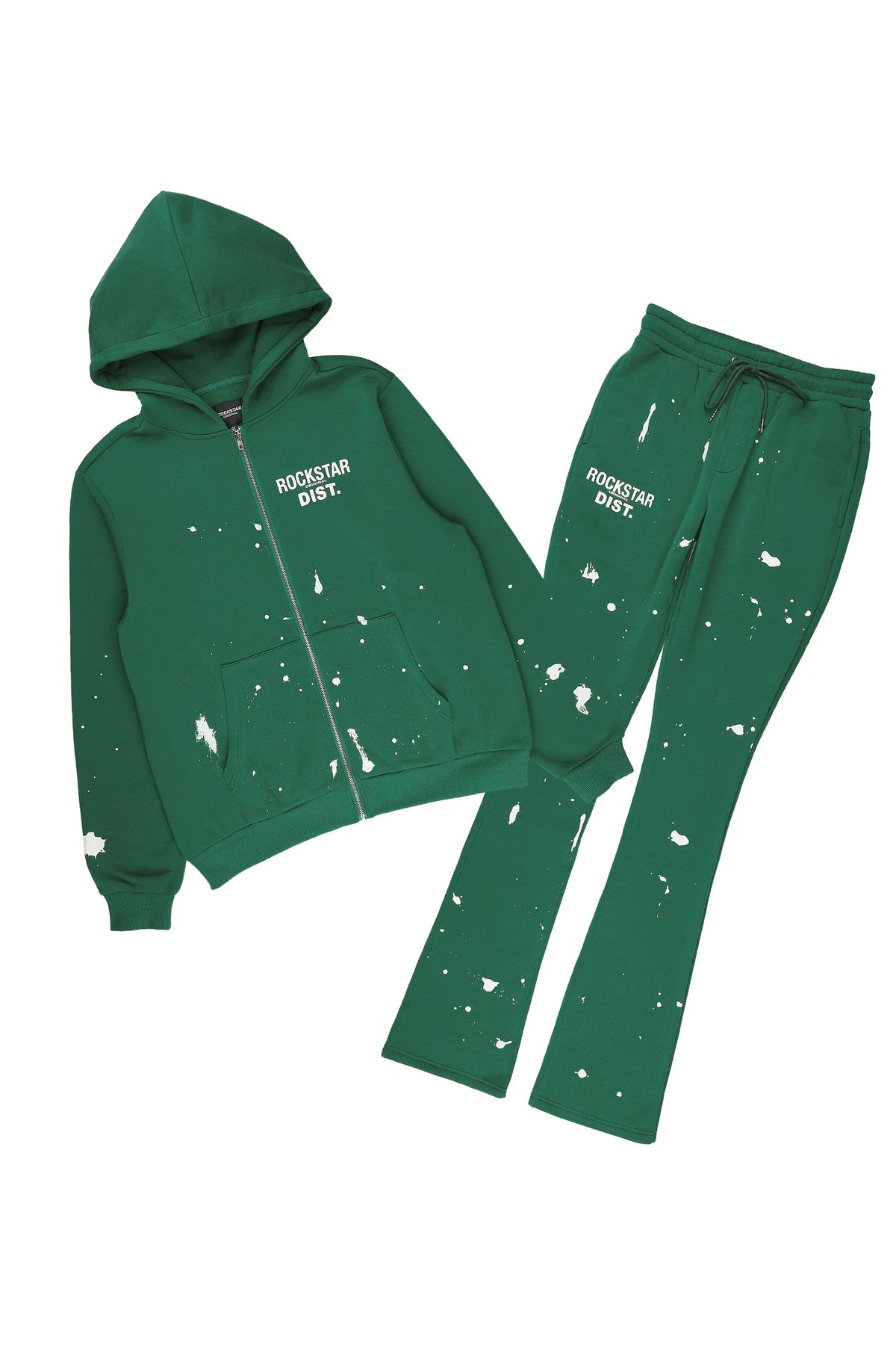 Zip Up Green Raffer Hoodie/Stacked Track Set