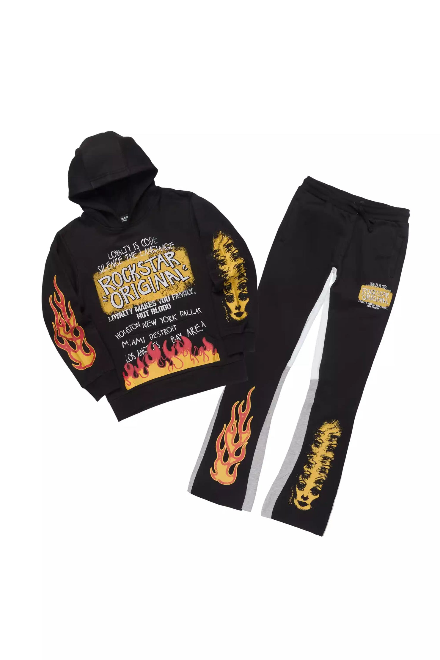 Boys Beno Black/Yellow Flare Stacked Track Set