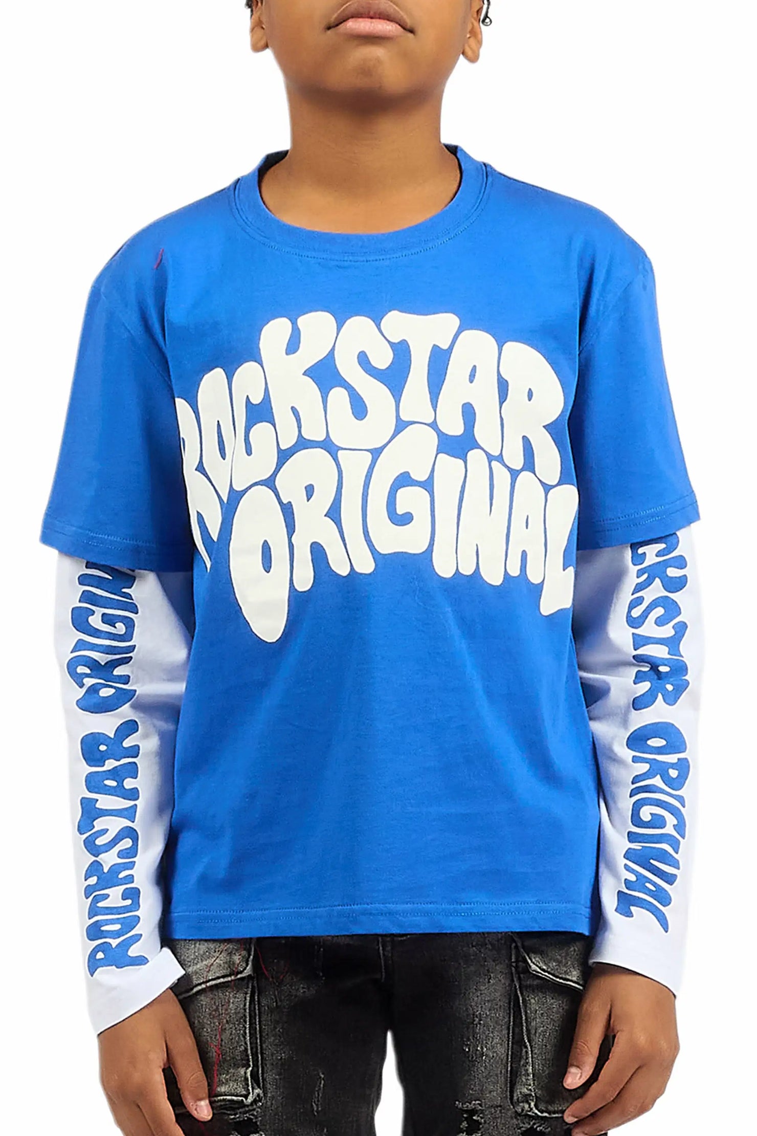 Boys Monit Royal/White Double Layer Graphic T-Shirt