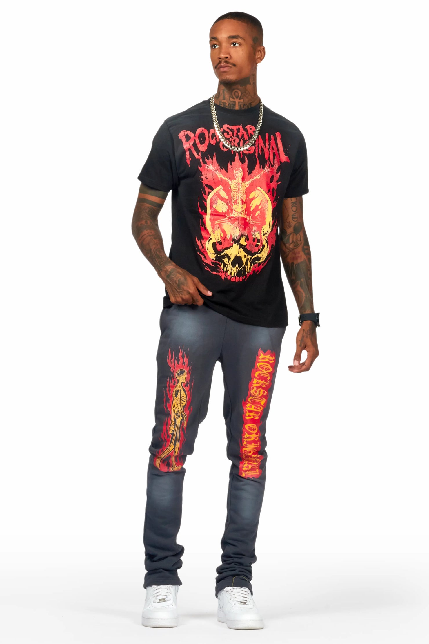 Waho Charcoal/Black T-Shirt/Stacked Flare Track Set