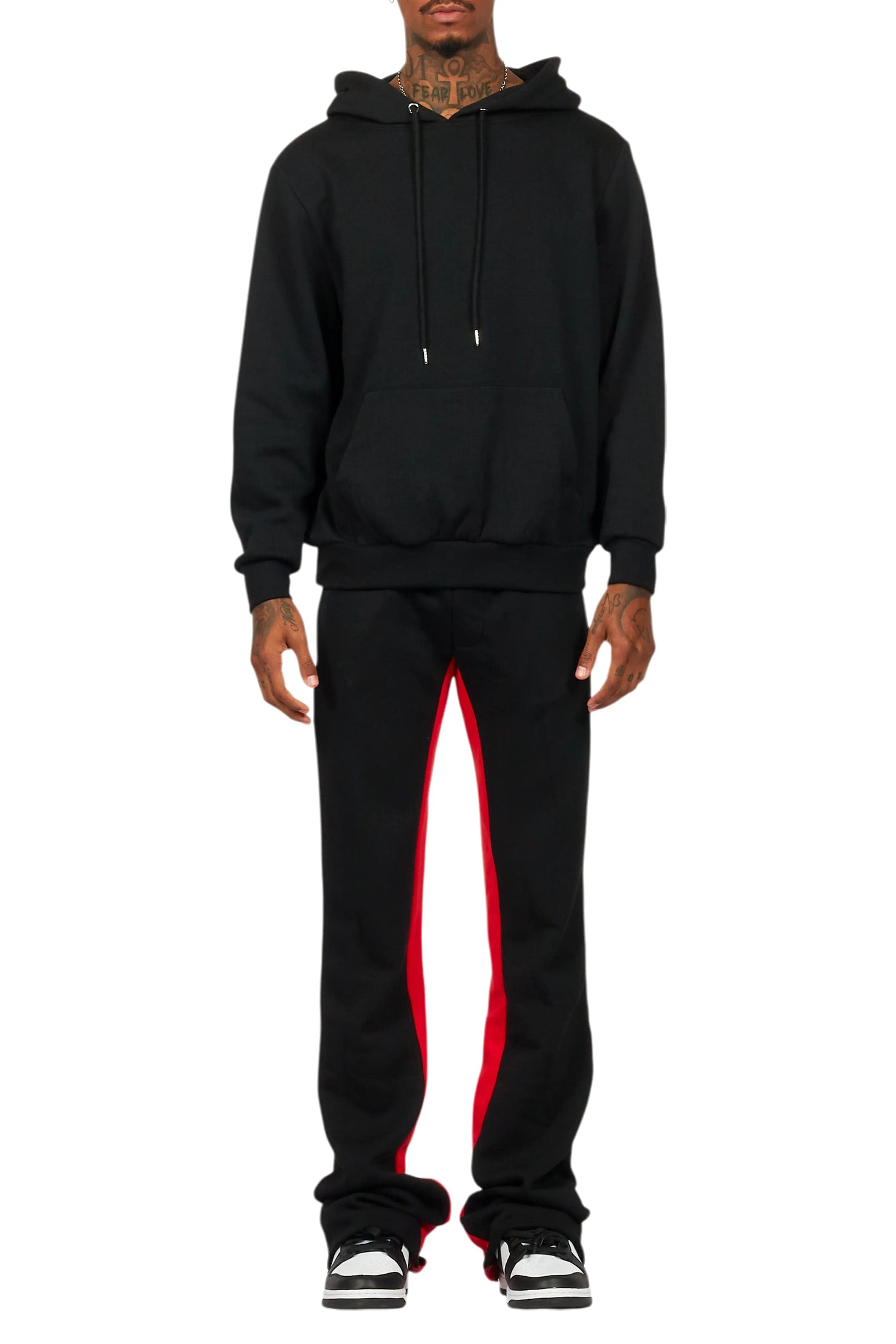 Basic Black/Red Hoodie/Baggy Track Pant Set