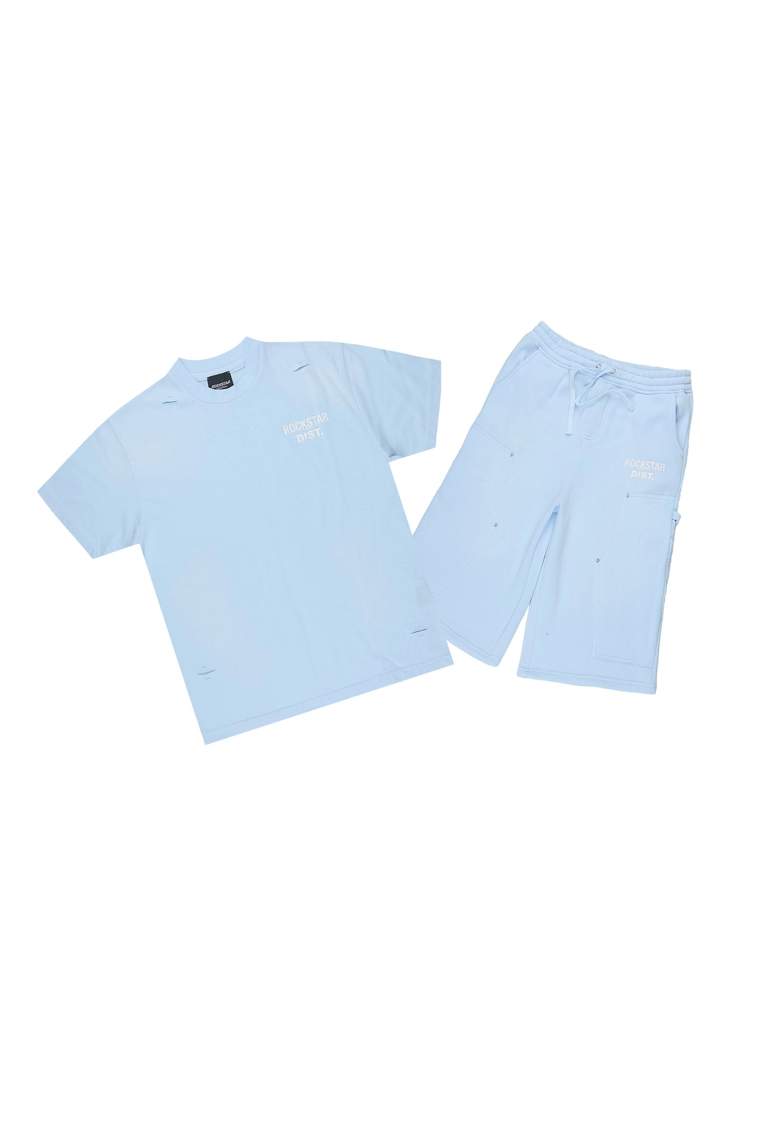 Boys Finn Light Blue T-Shirt Carpenter Jort Set