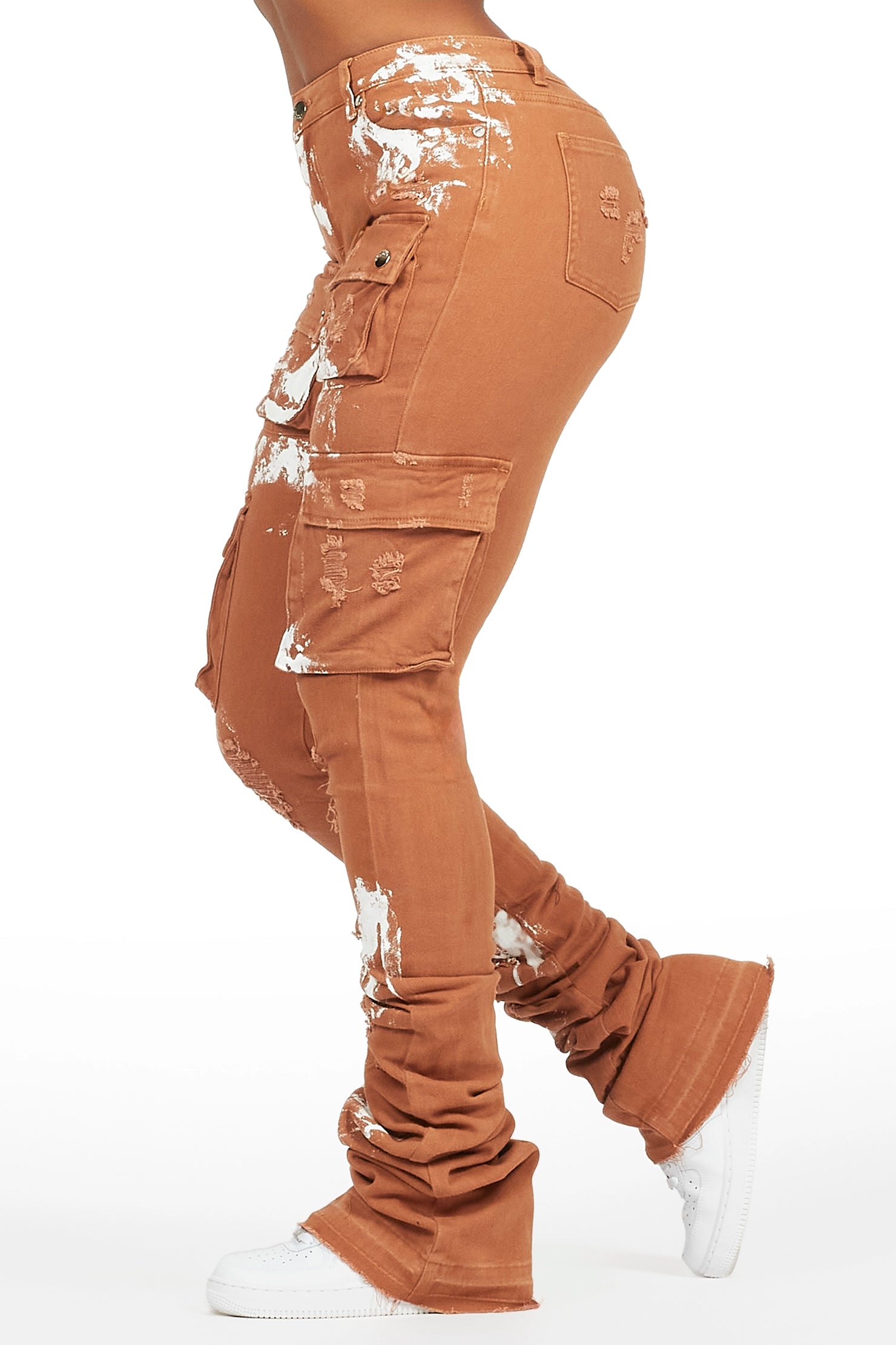 Latrice Camel Painted Super Stacked Jean