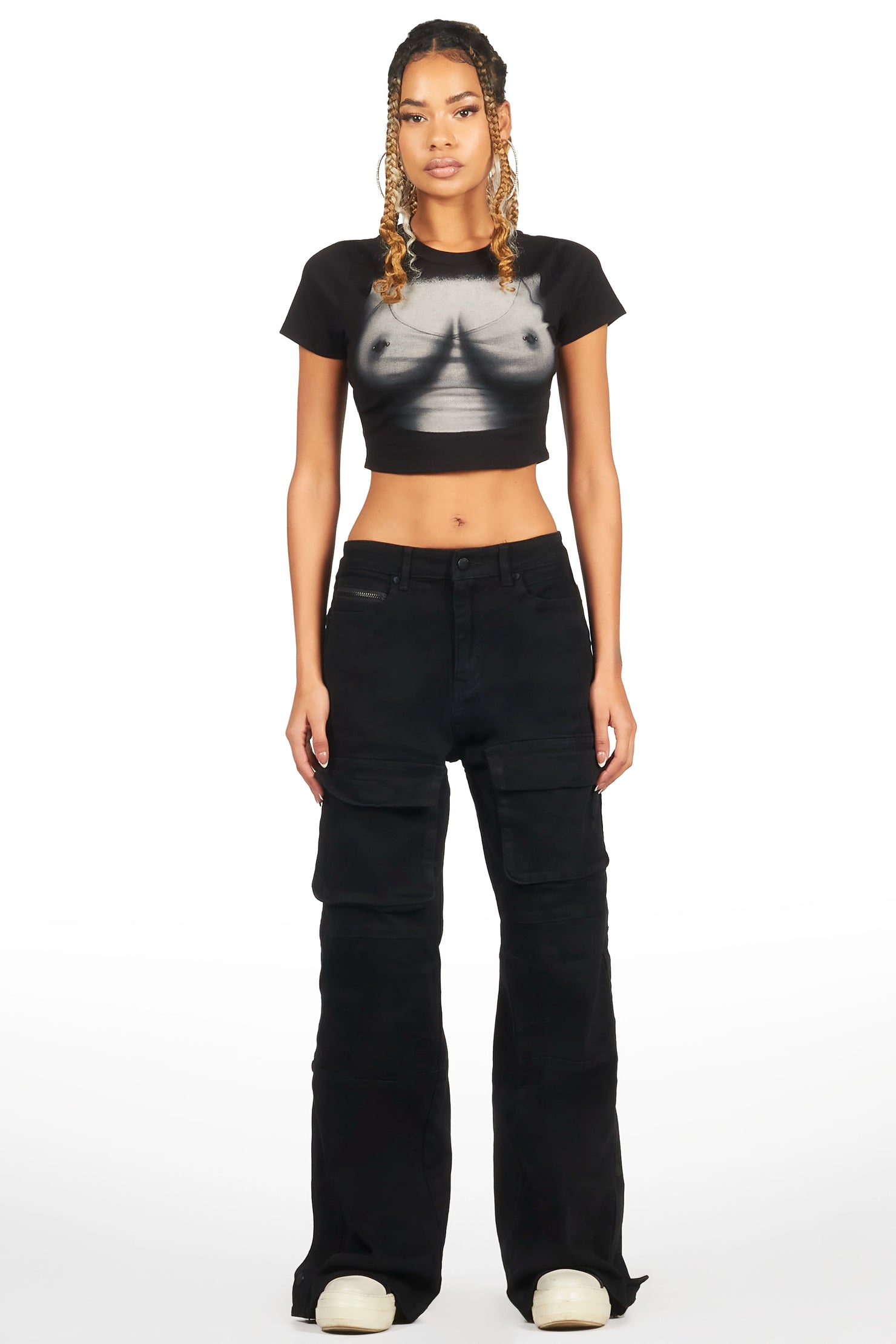 Shawntia Black Crop T-Shirt