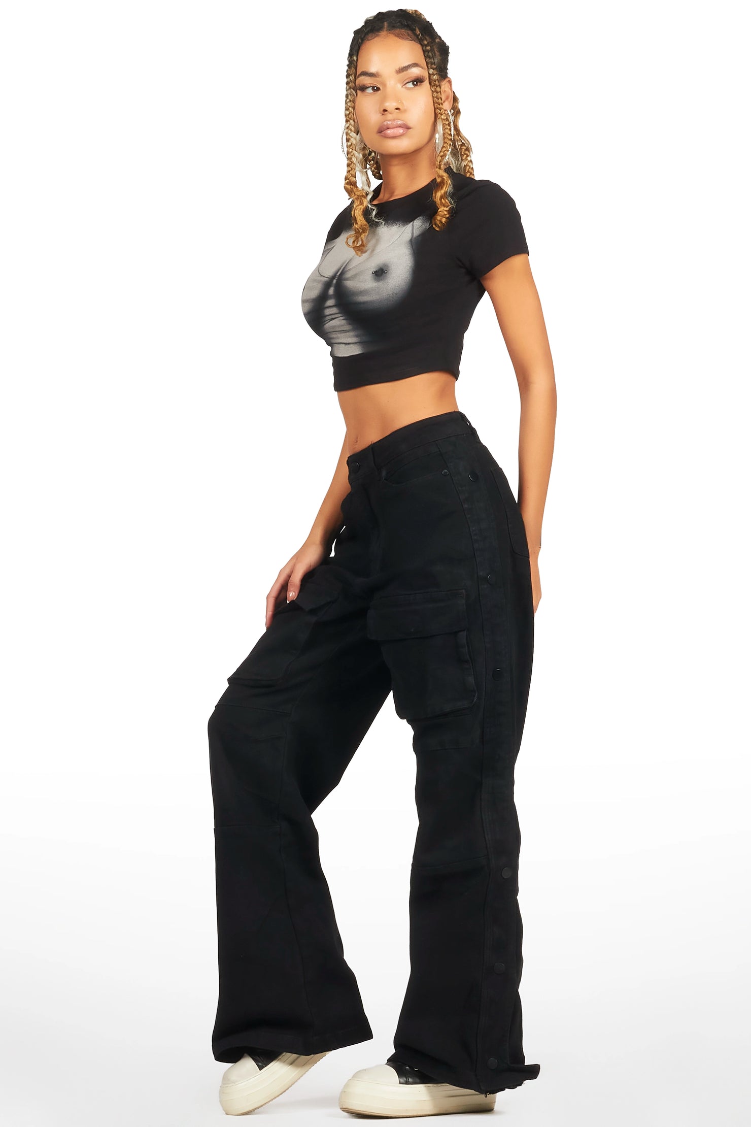 Shawntia Black Crop T-Shirt
