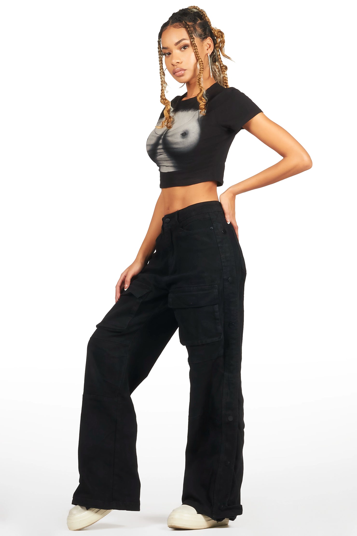 Myesha Black Baggy Cargo Jean