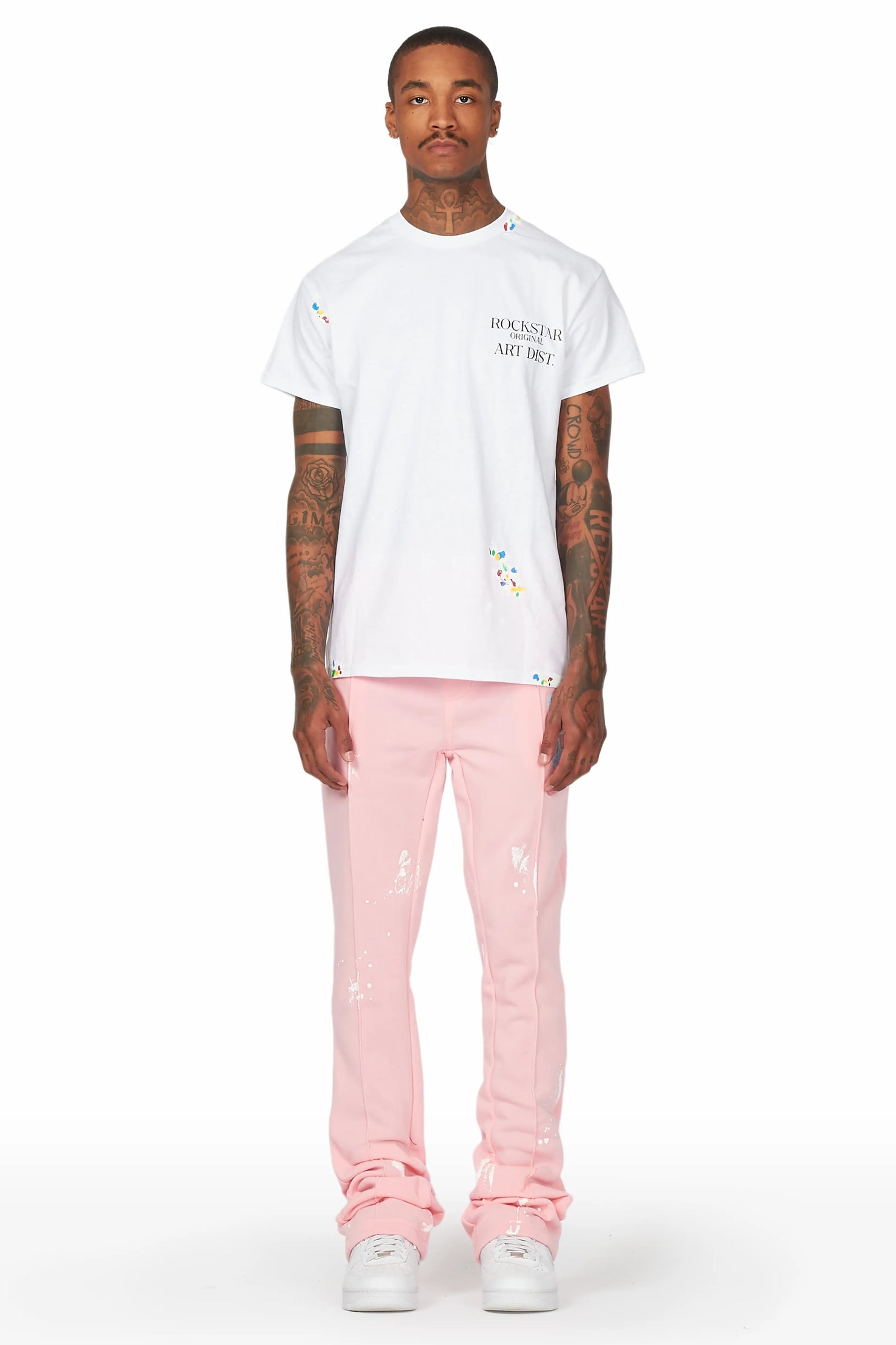 Angelo Pink Patchwork Stacked Flare Pants