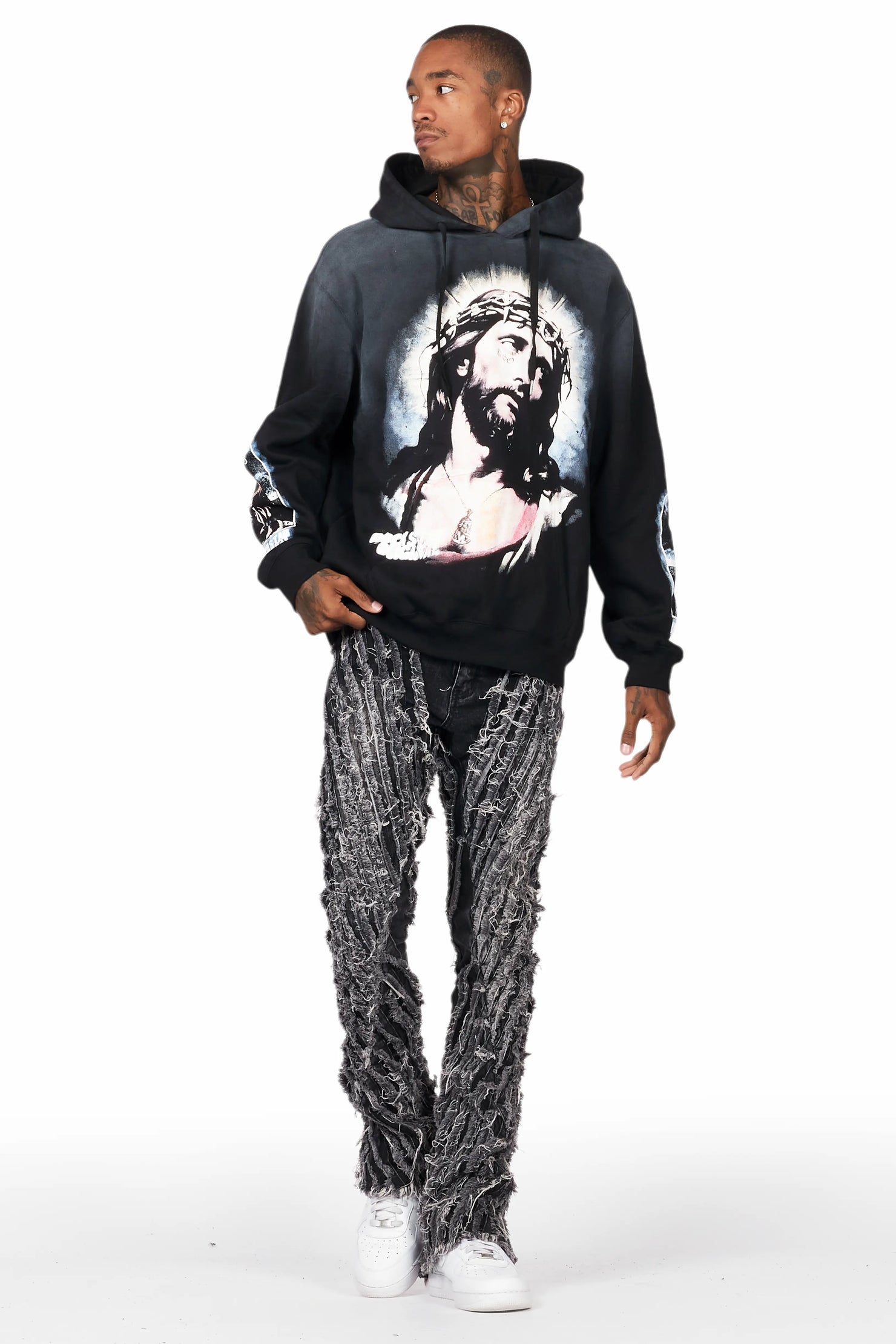 Figg Dark Grey Stacked Flare Jean