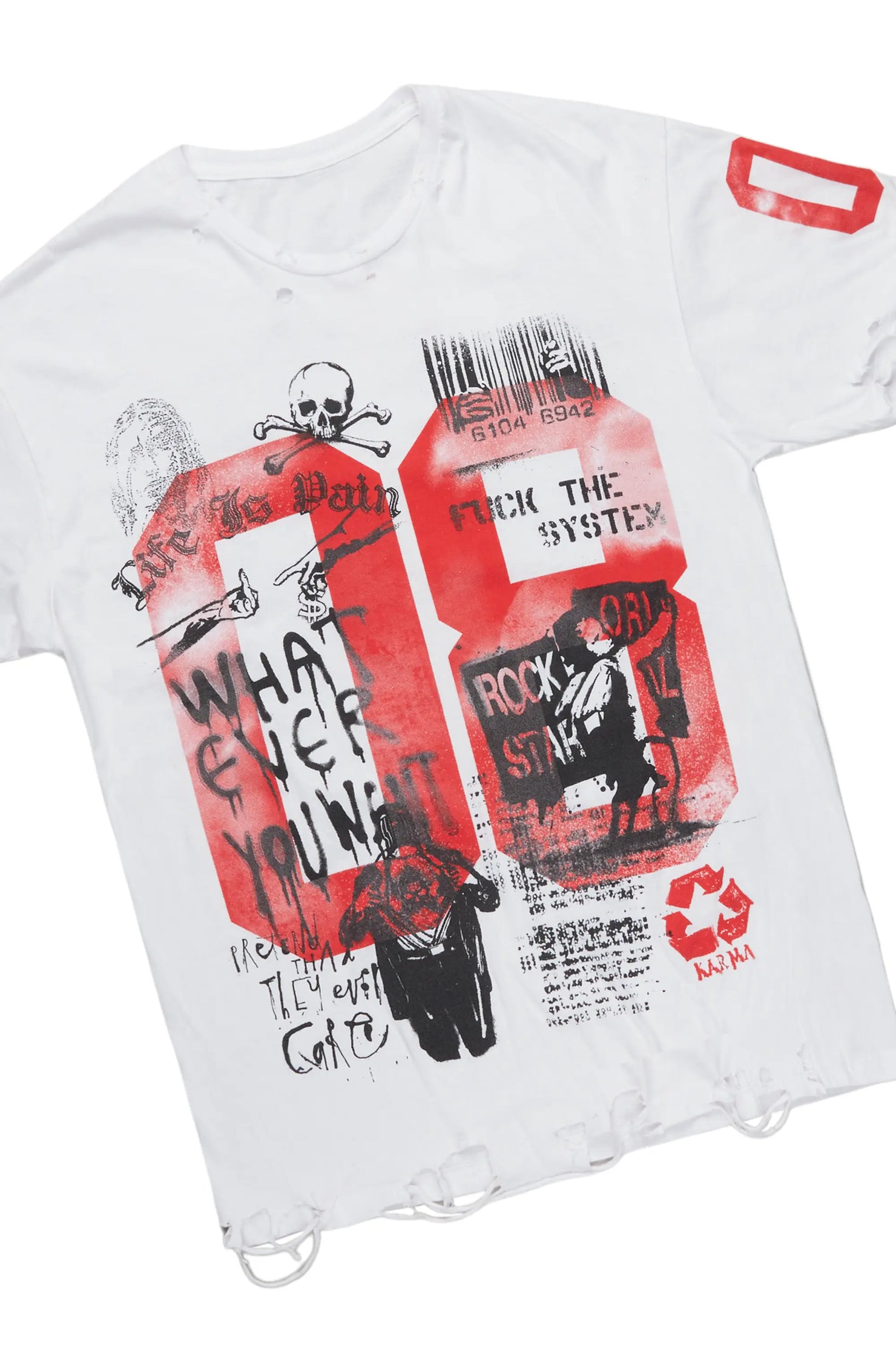 Grill White/Grey Oversized T-Shirt/Stacked Track Set