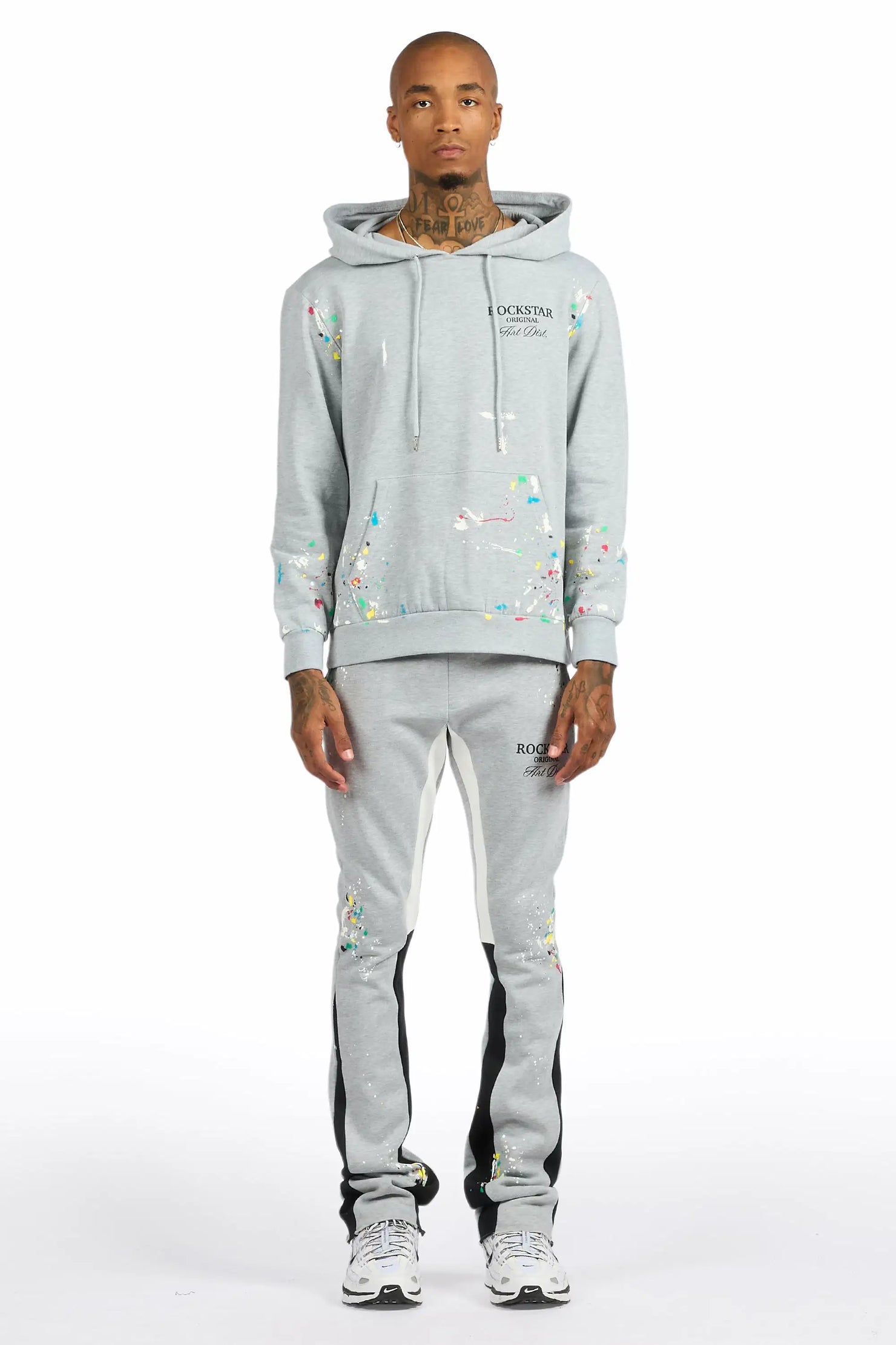 Art Dist 2.0 Heather Grey/Multi Hoodie/Stacked Flare Track Set