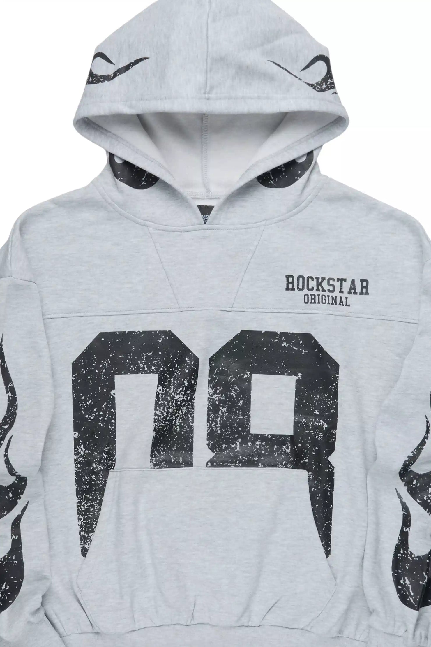 Aubin Heather Grey Boxy Crop Hoodie