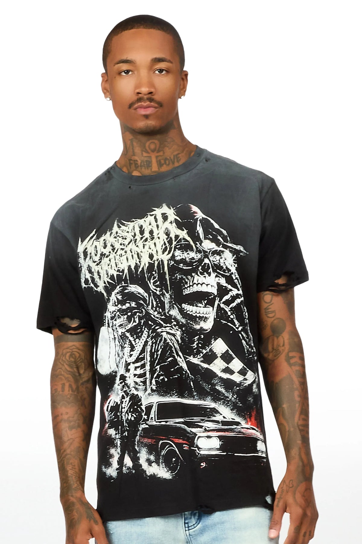 Corvin Black Oversized Graphic T-Shirt