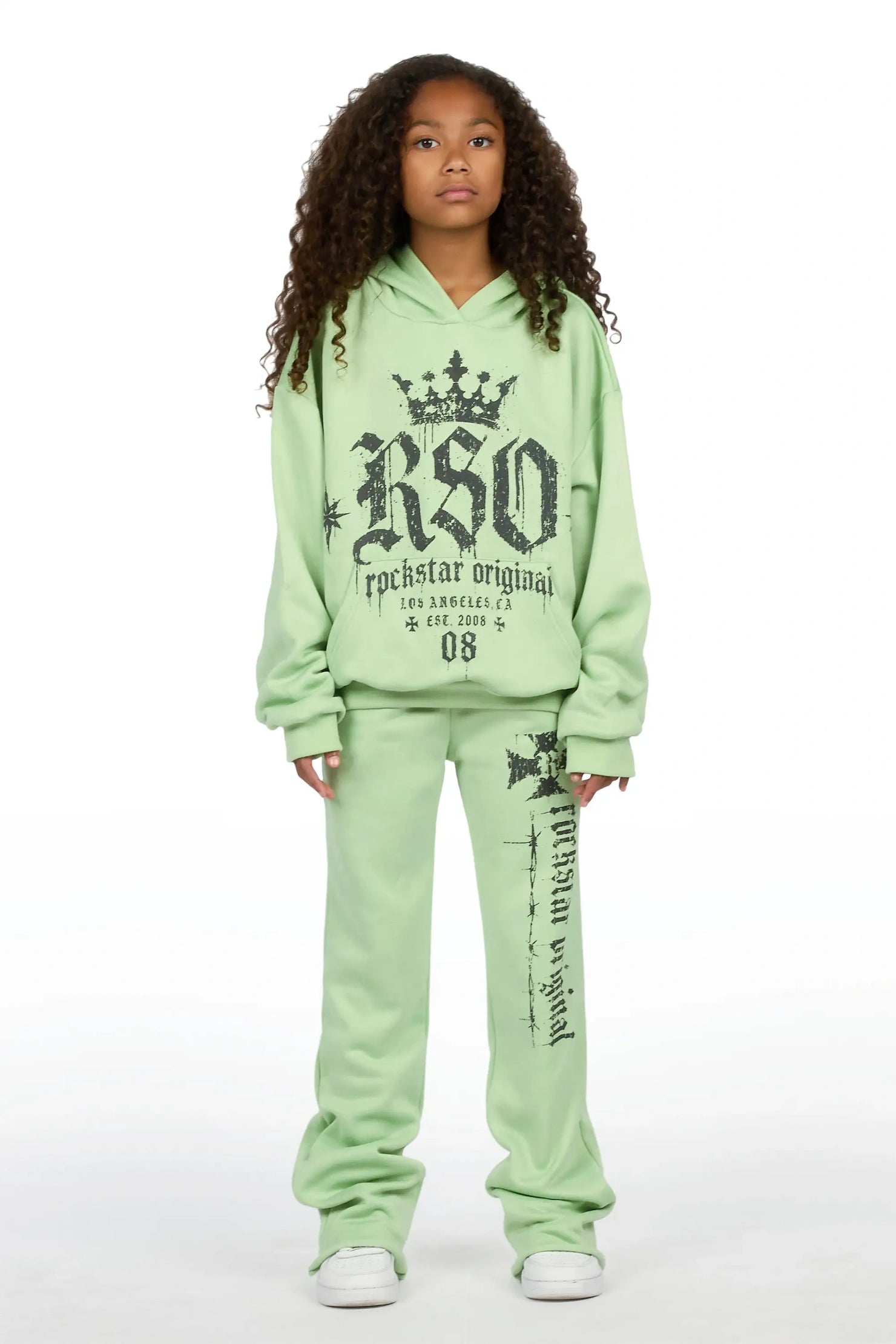 Girls Cicatrix Light Sage Hoodie Track Set