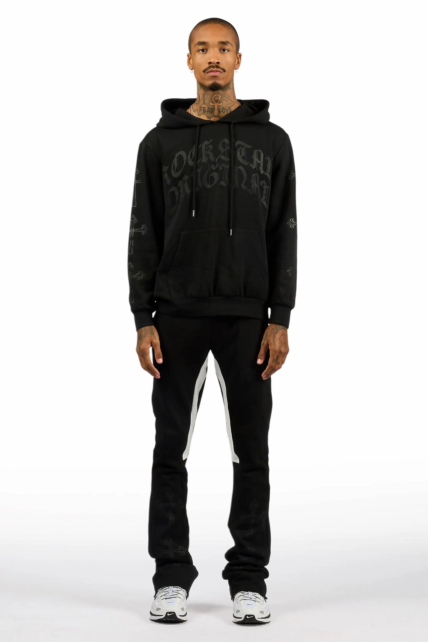 Michael Black/Black Hoodie/Stacked Flare Track Set