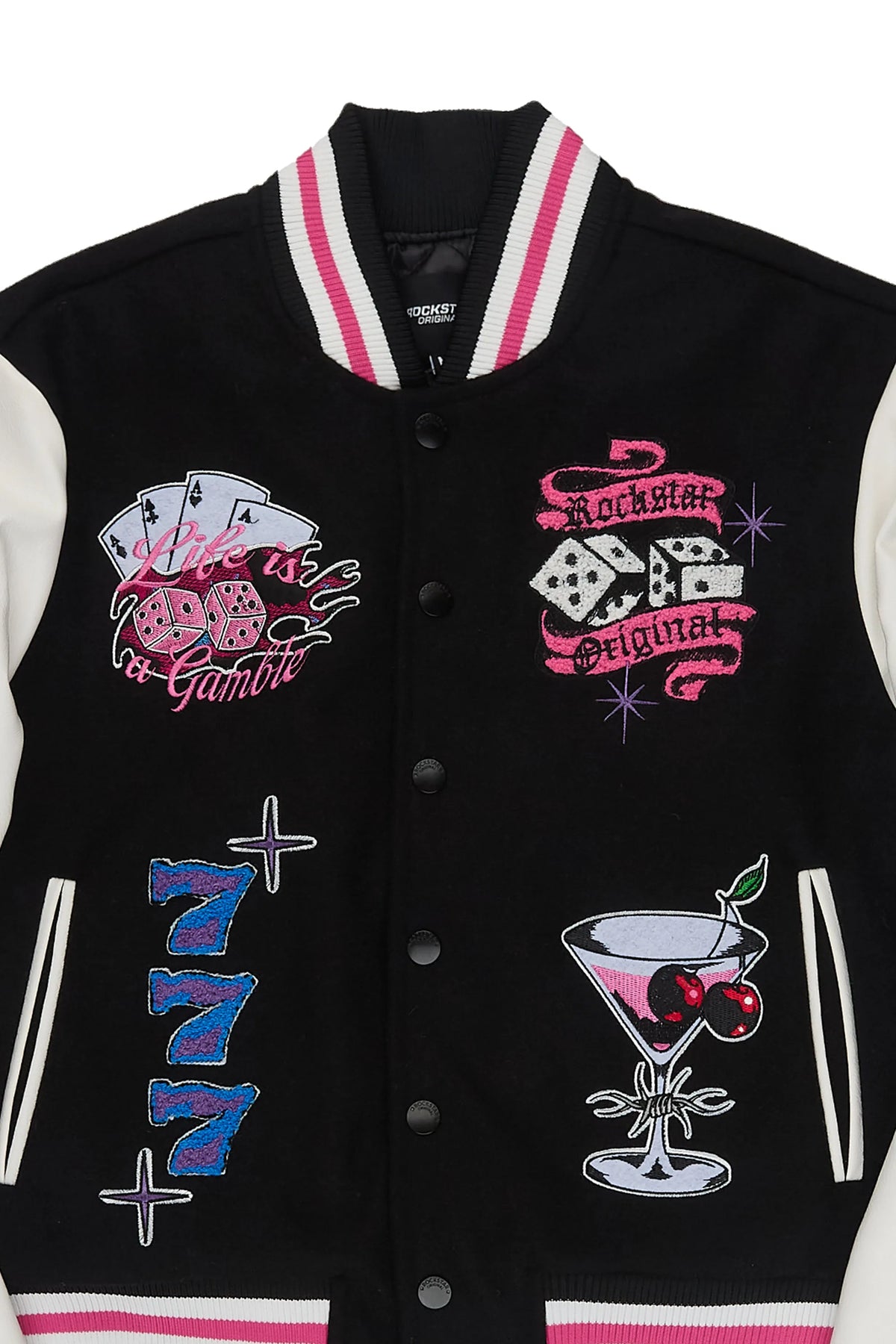 Stasha Black/White Oversized Varsity Jacket