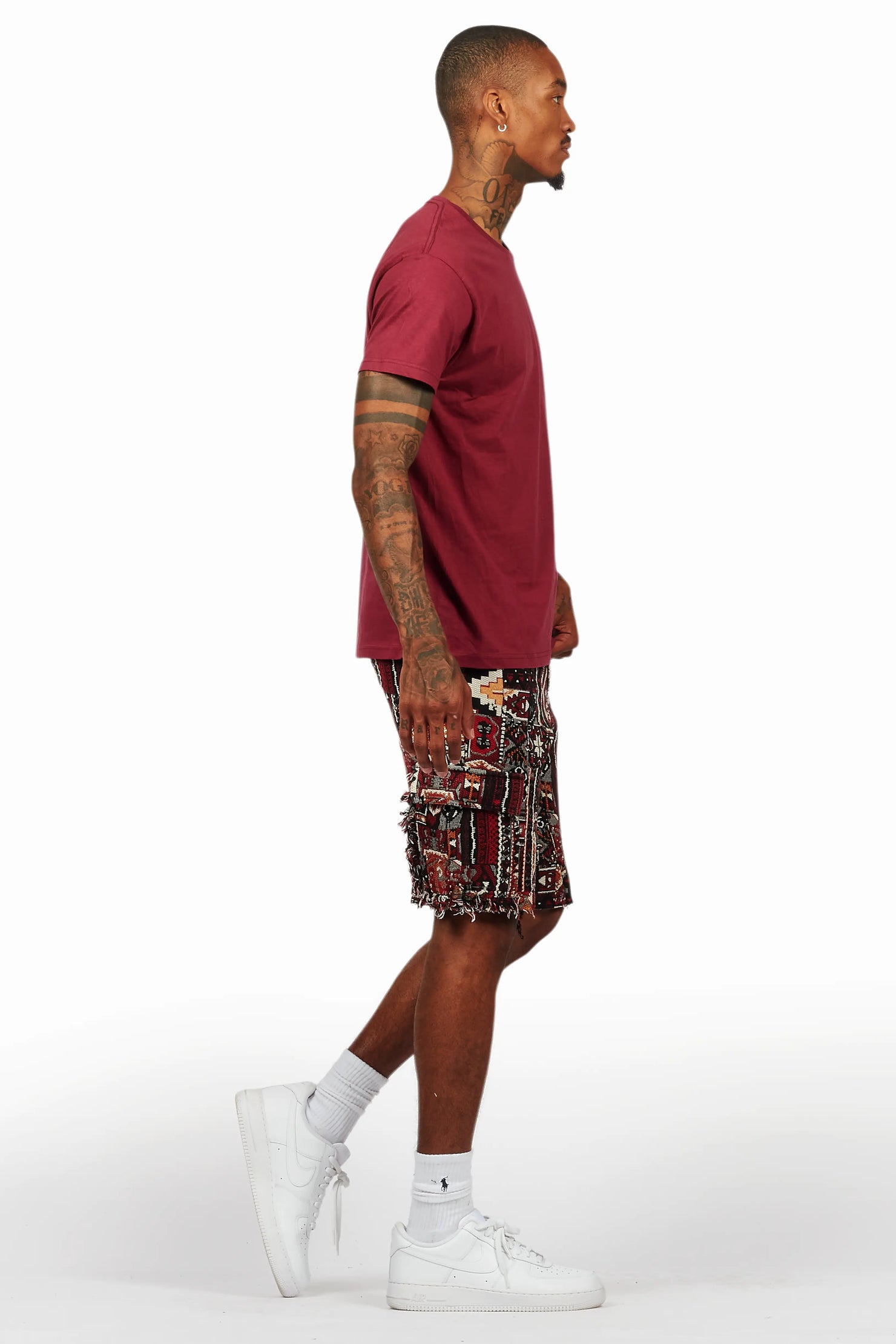 Lake Burgundy/Black T-Shirt/Tapestry Short Set