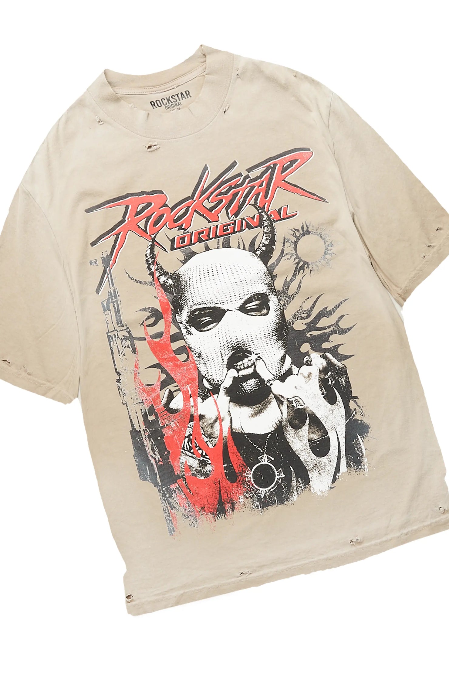 Mercy Beige/Black Oversized T-Shirt/ Stacked Flare Track Pant Set