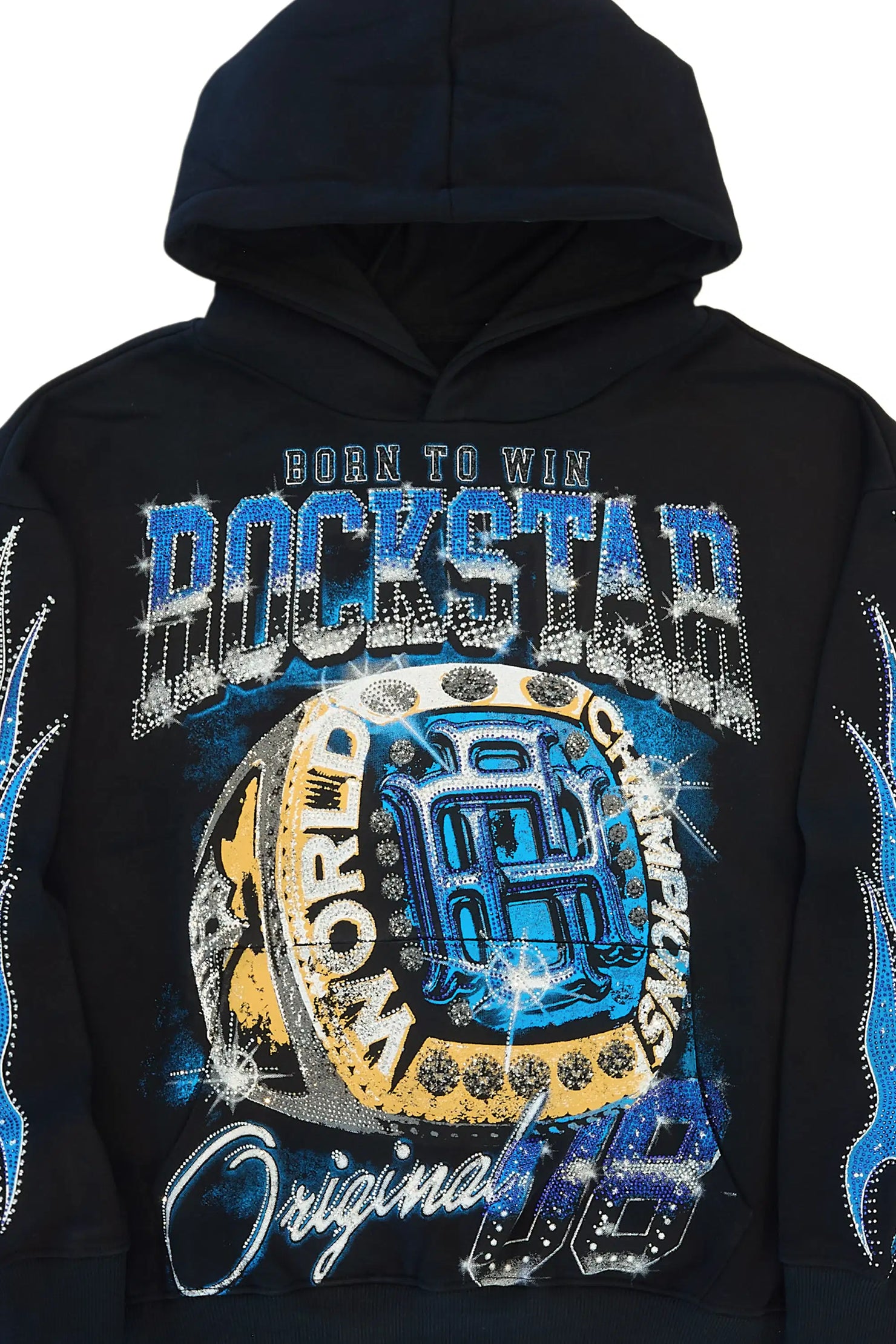 Glans Black Rhinestone Oversized Hoodie