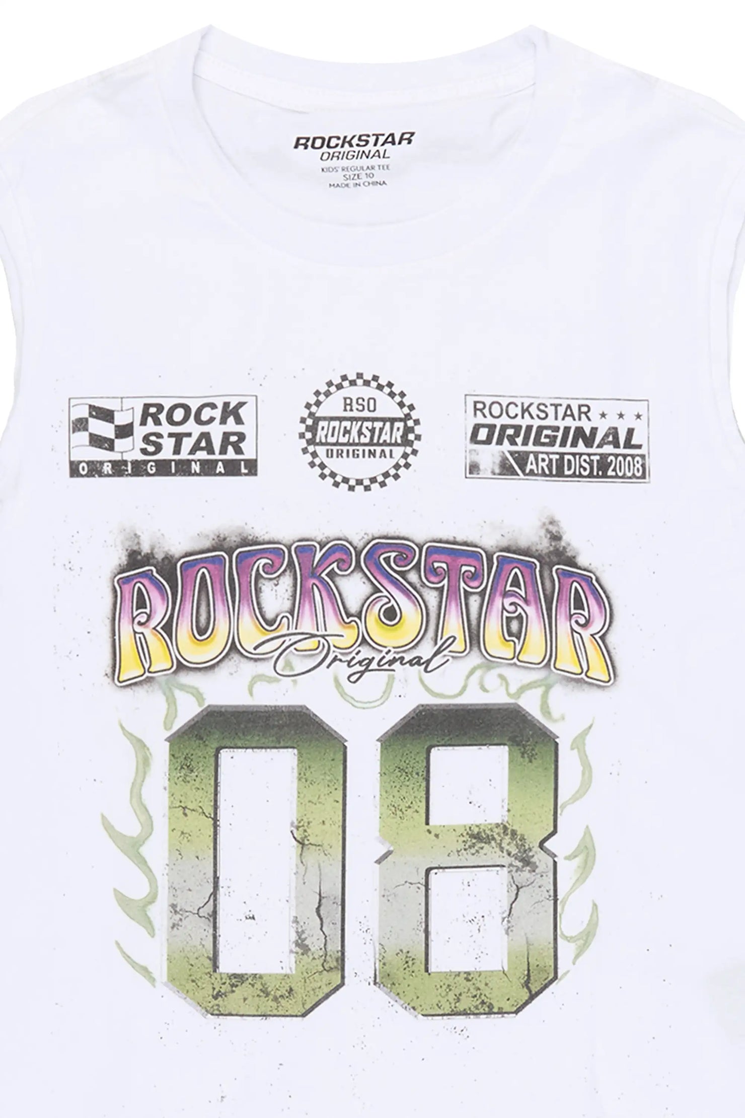 Girls Quitta White Cut Off  Graphic T-Shirt