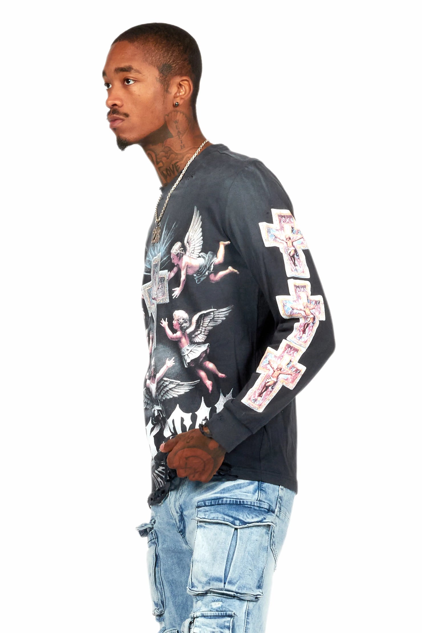 Adem Black Long Sleeve Graphic T-Shirt