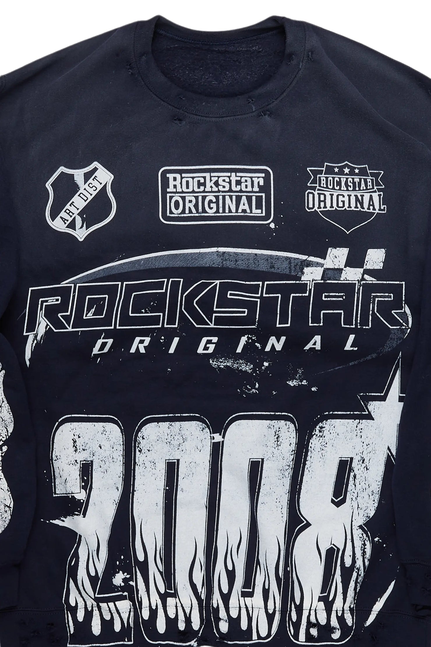 Amos Navy/White Graphic Crewneck