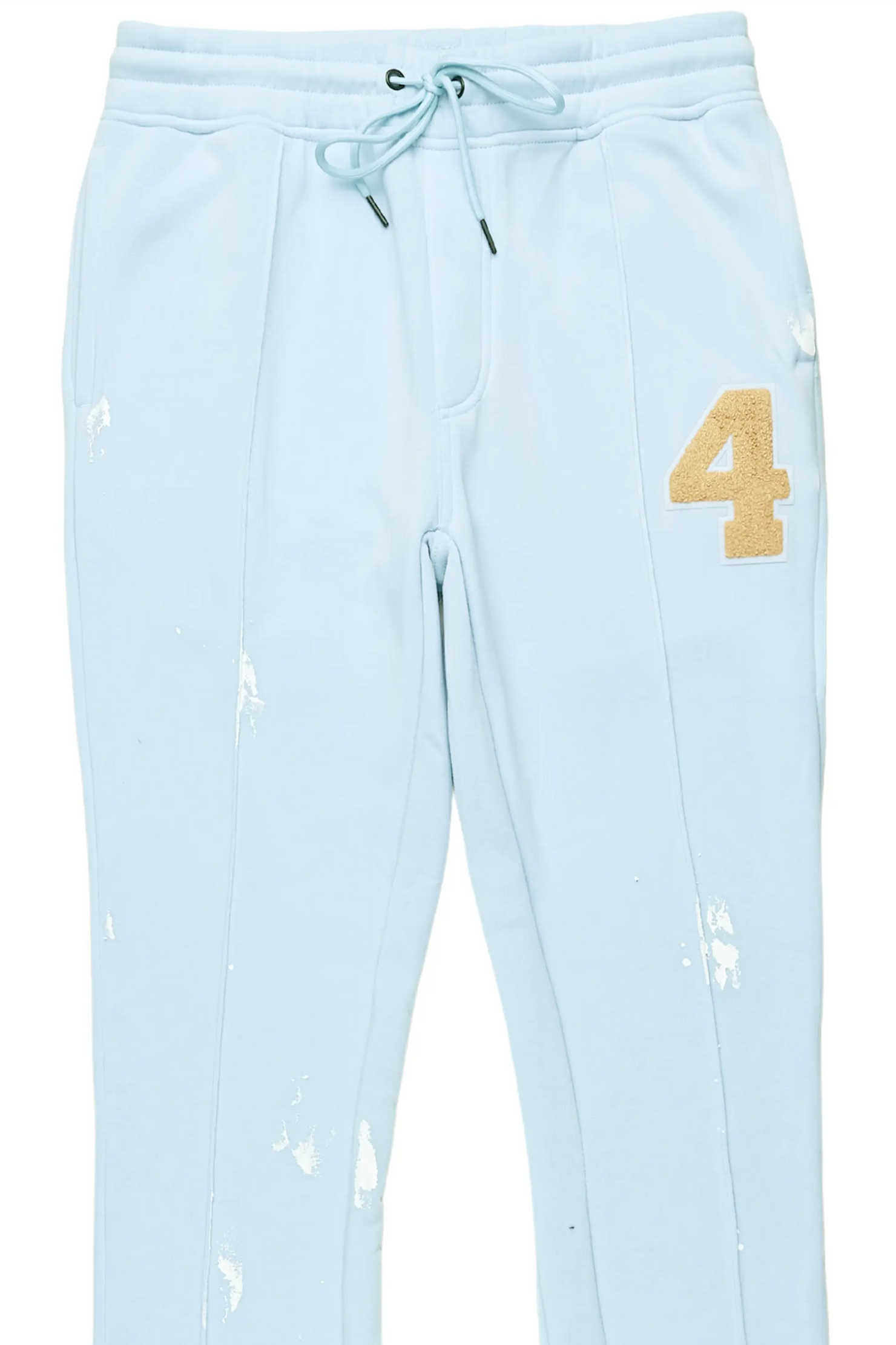Angelo Sky Blue Patchwork Stacked Flare Pants