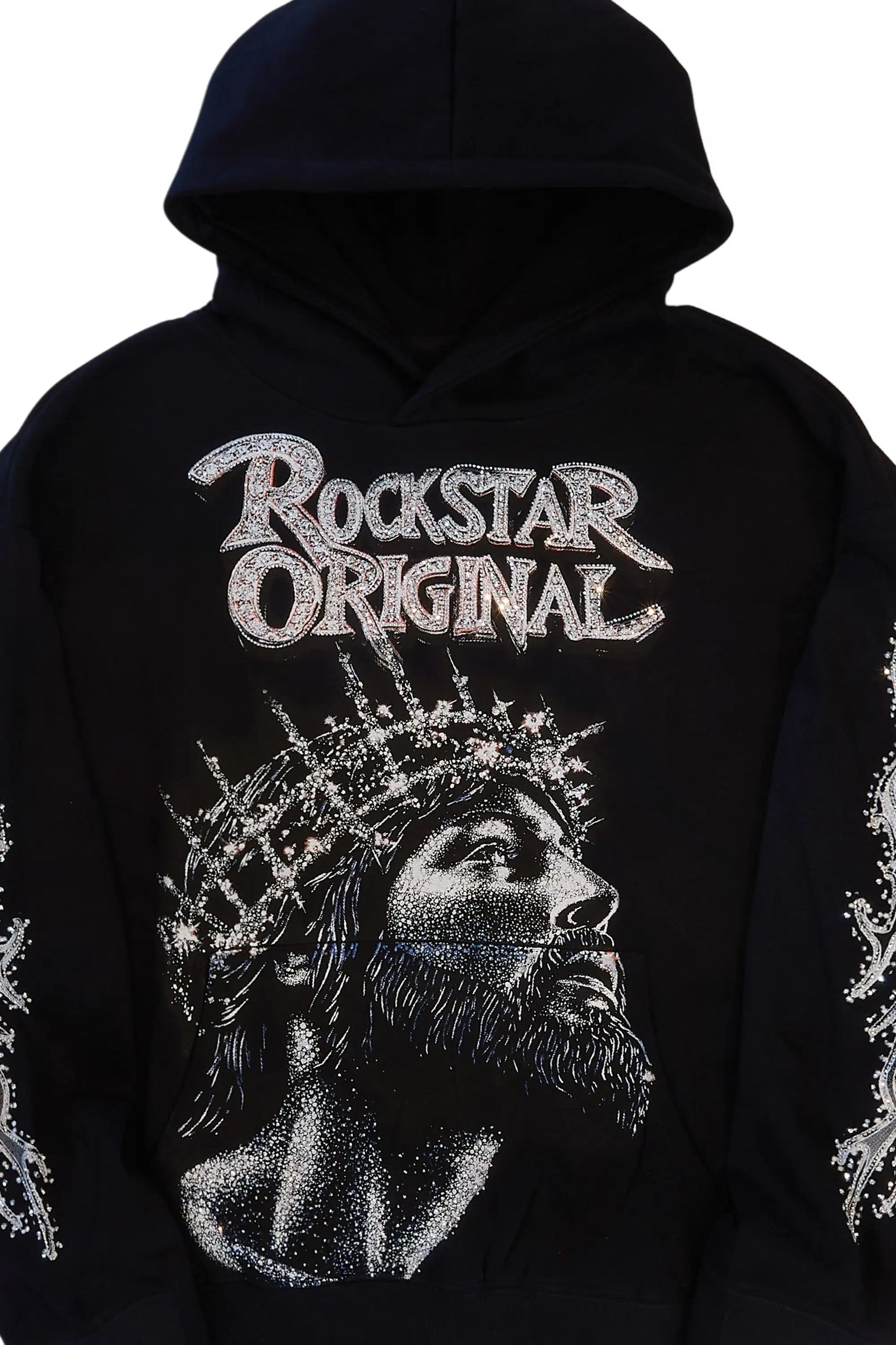 Darius Black Rhinestone Oversized Hoodie