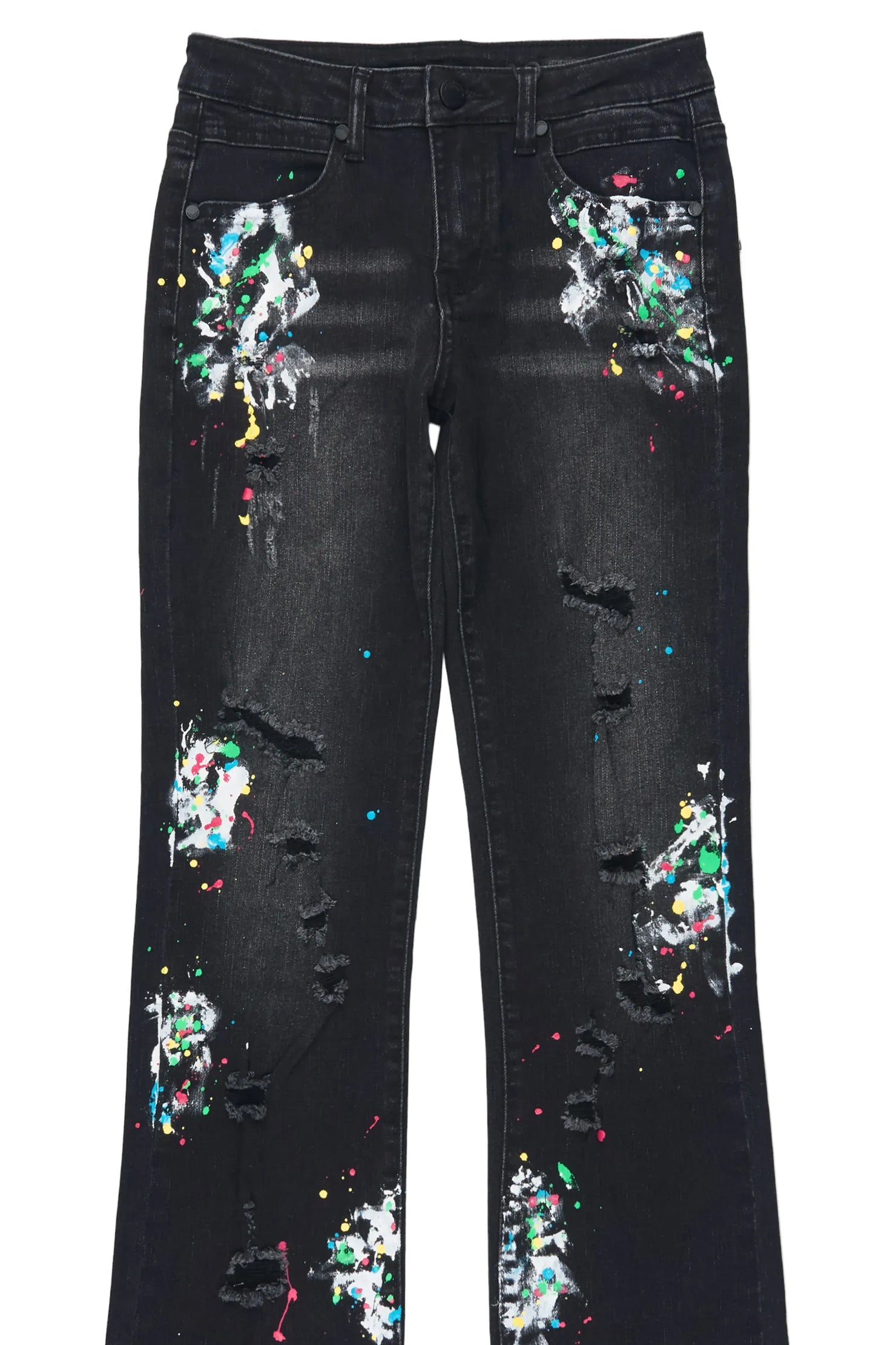Boys Troy Black/Multi Stacked Painter Jean