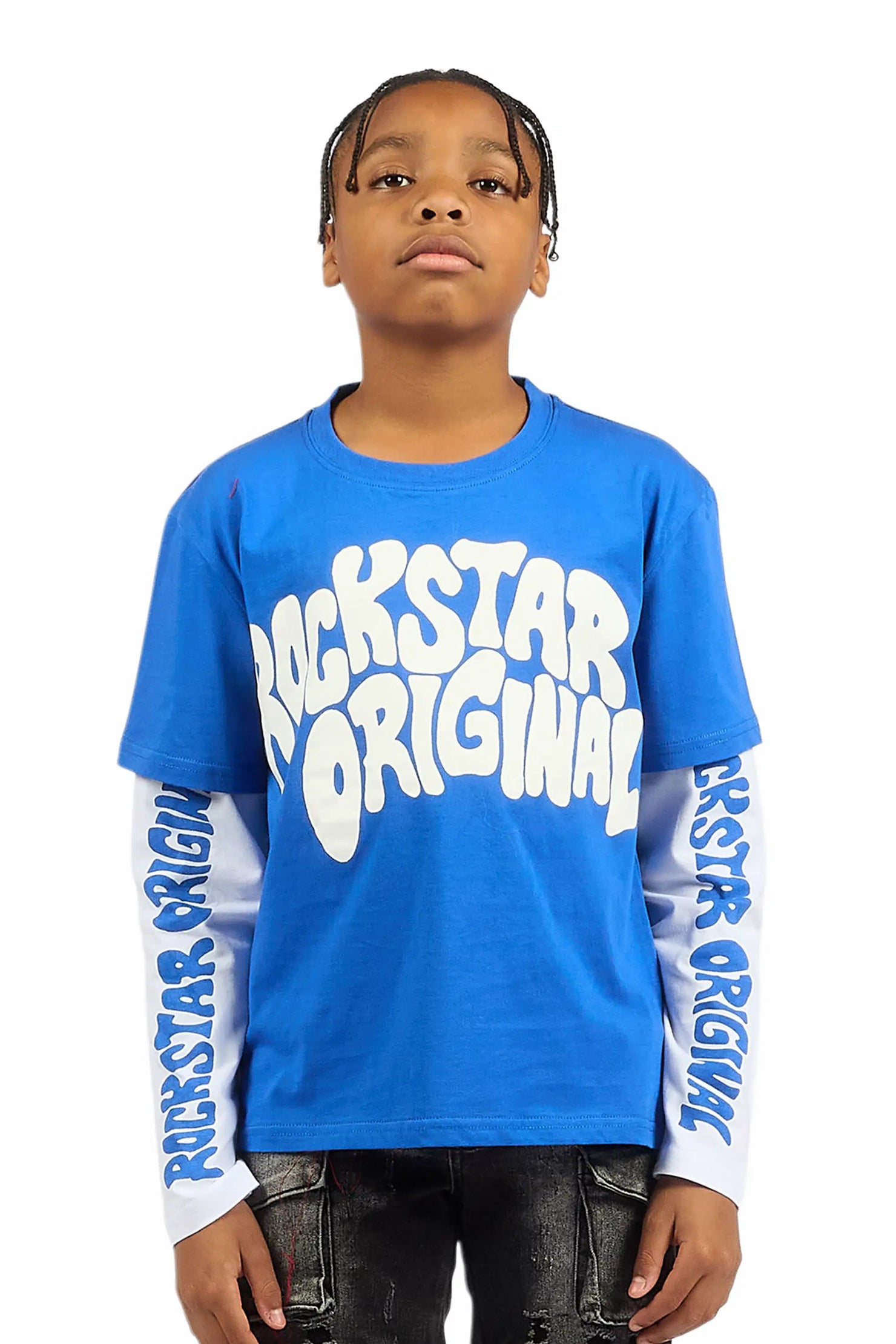 Boys Monit Royal/White Double Layer Graphic T-Shirt