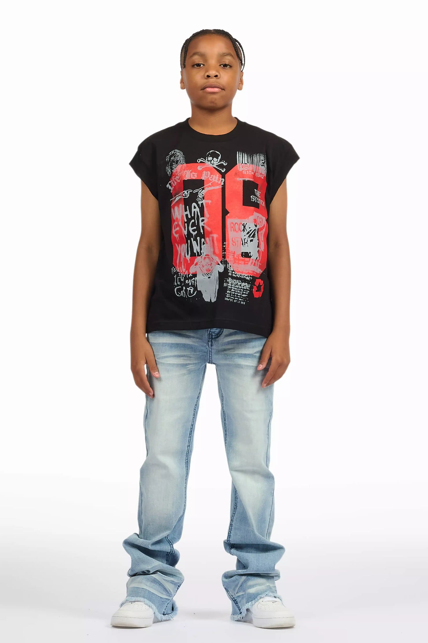 Boys Dag Dark Blue Stacked Flare Jean