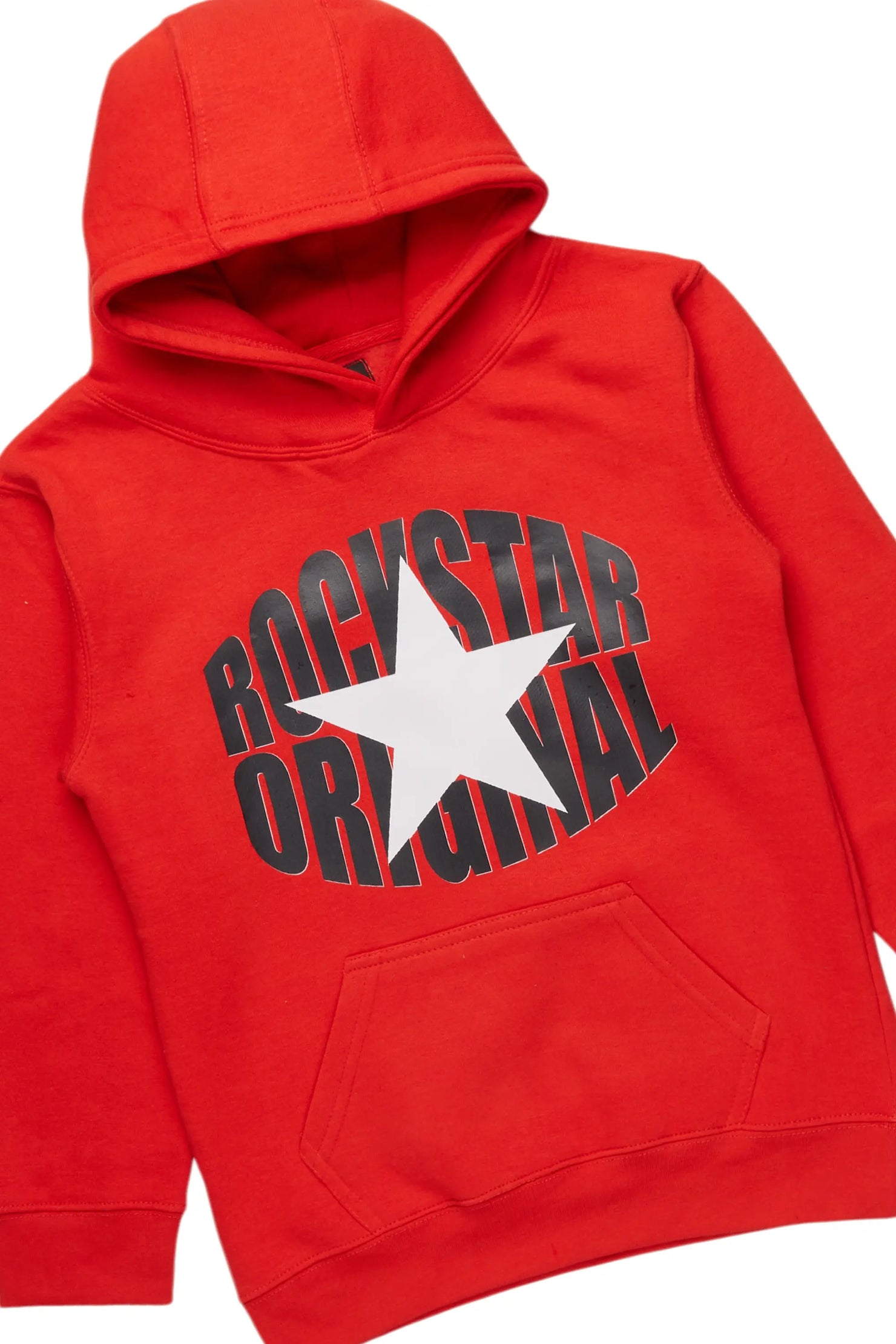 Boys Ezra Red/Black Hoodie/Stacked Flare Jean
