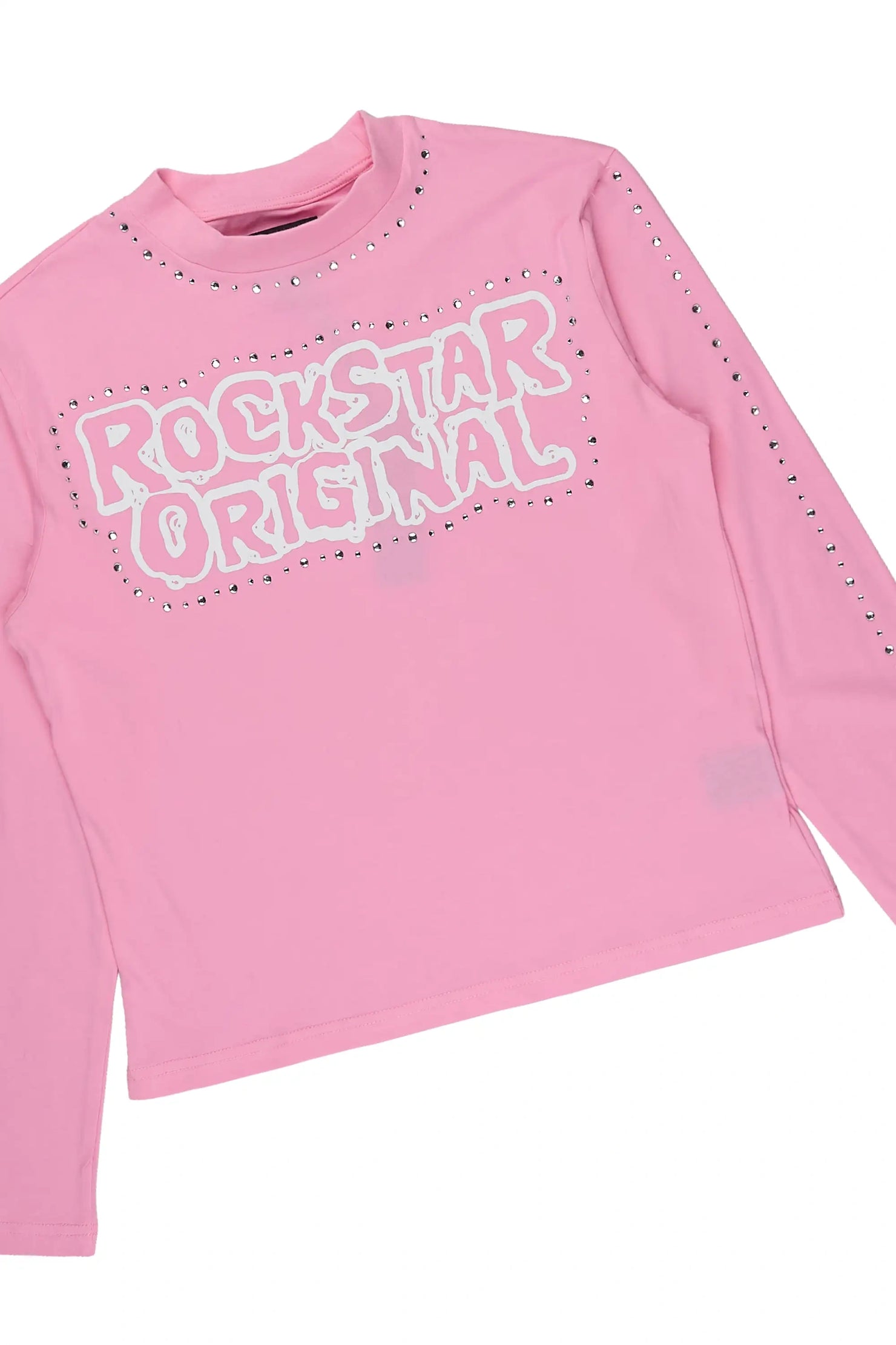 Girls Merca Bubblegum Rhinestone Long Sleeve Shirt Relaxed Track Set