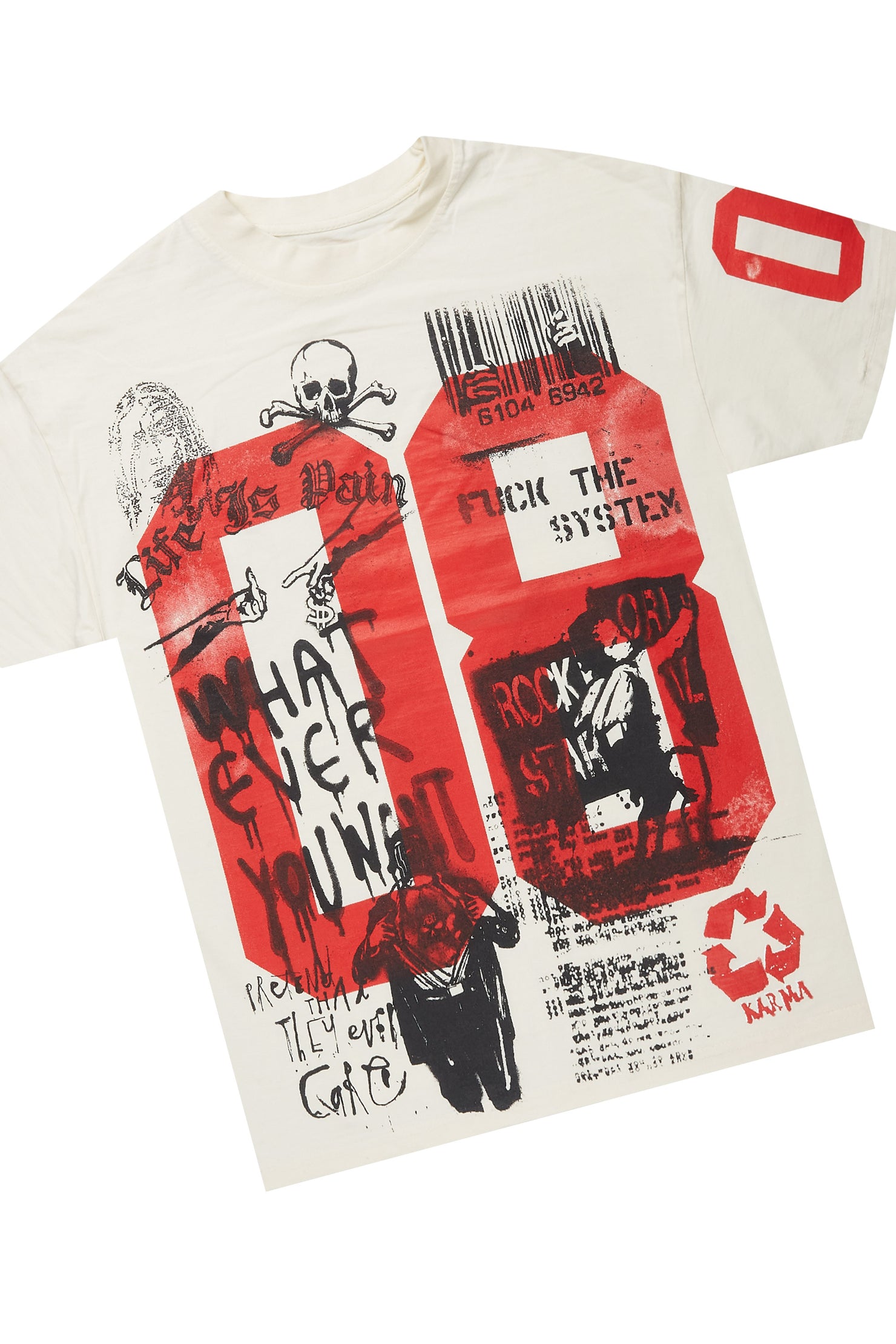 Grill Vintage Sand Oversized Graphic T-Shirt/Dag Stacked Flare Jean Set