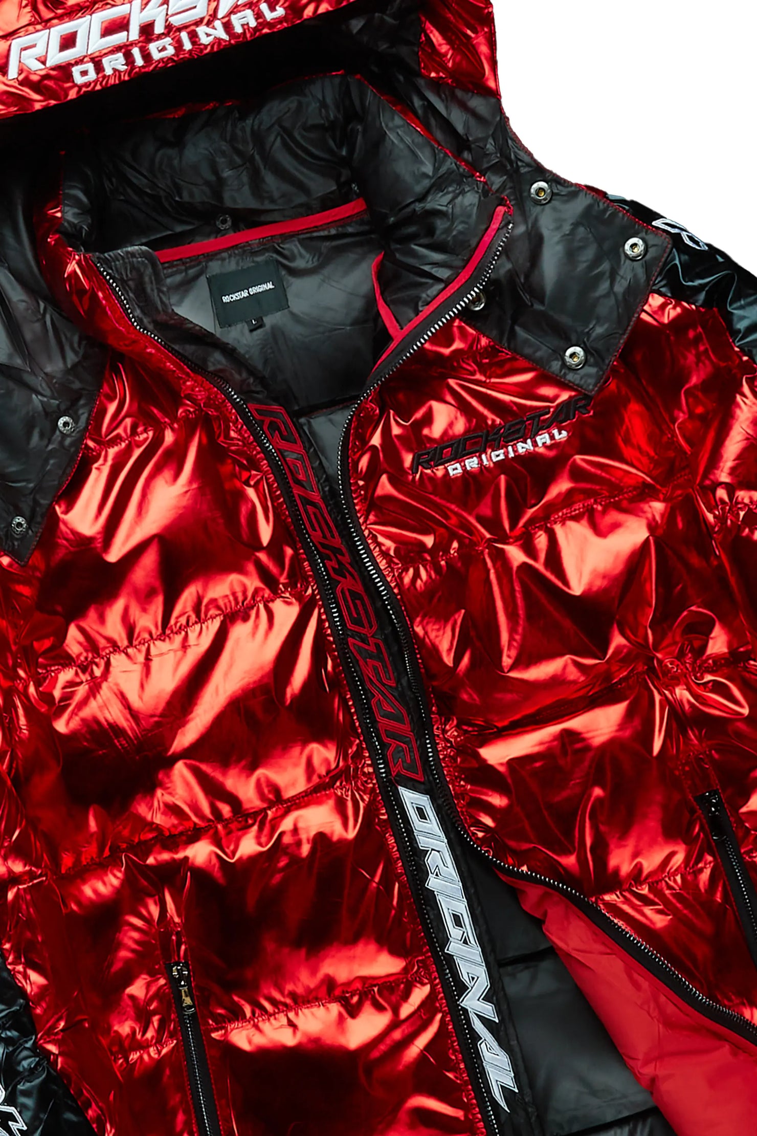 Metallic Red Alasia Puffer Jacket