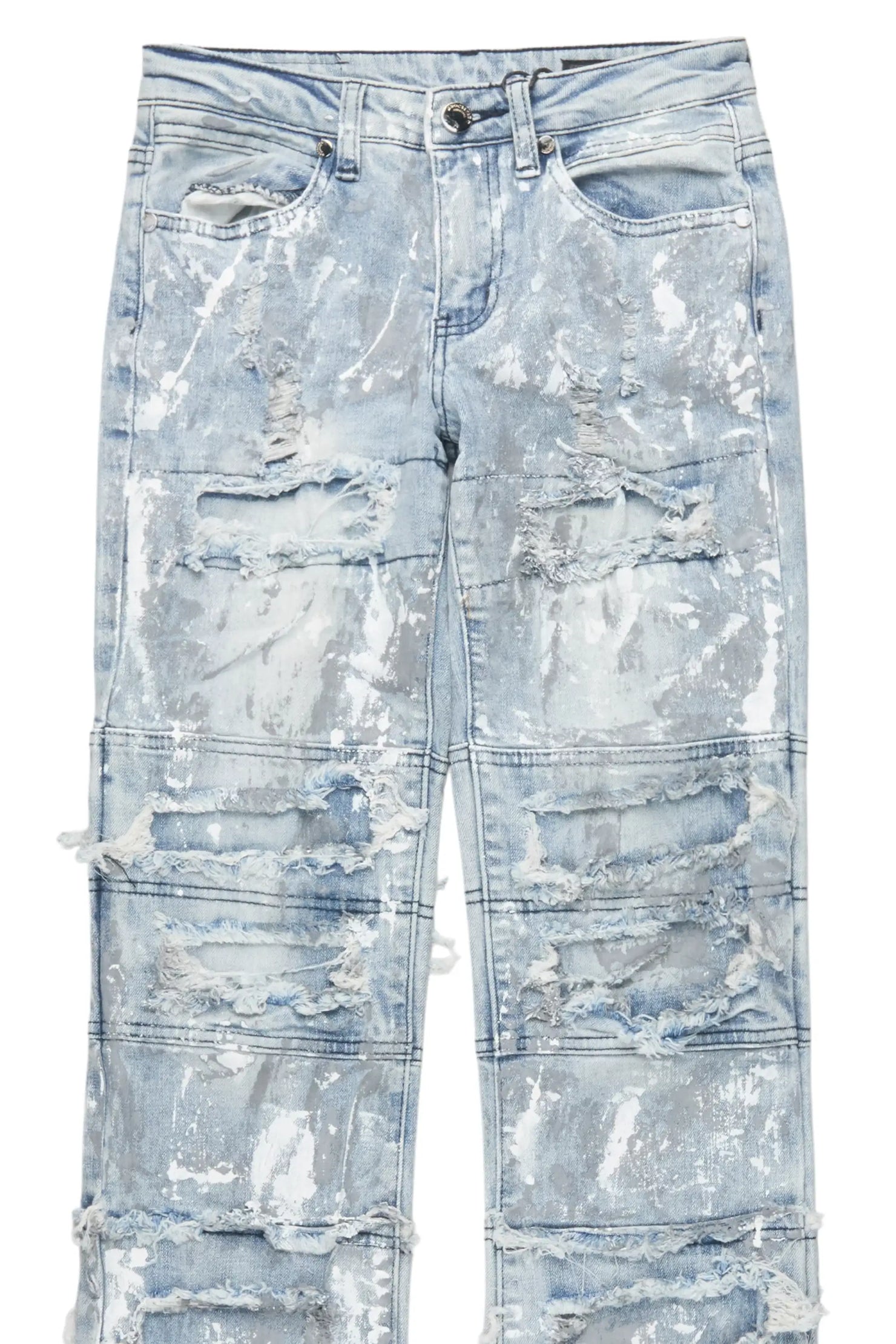 Boys Meille Blue/White Stacked Painter Flare Jean