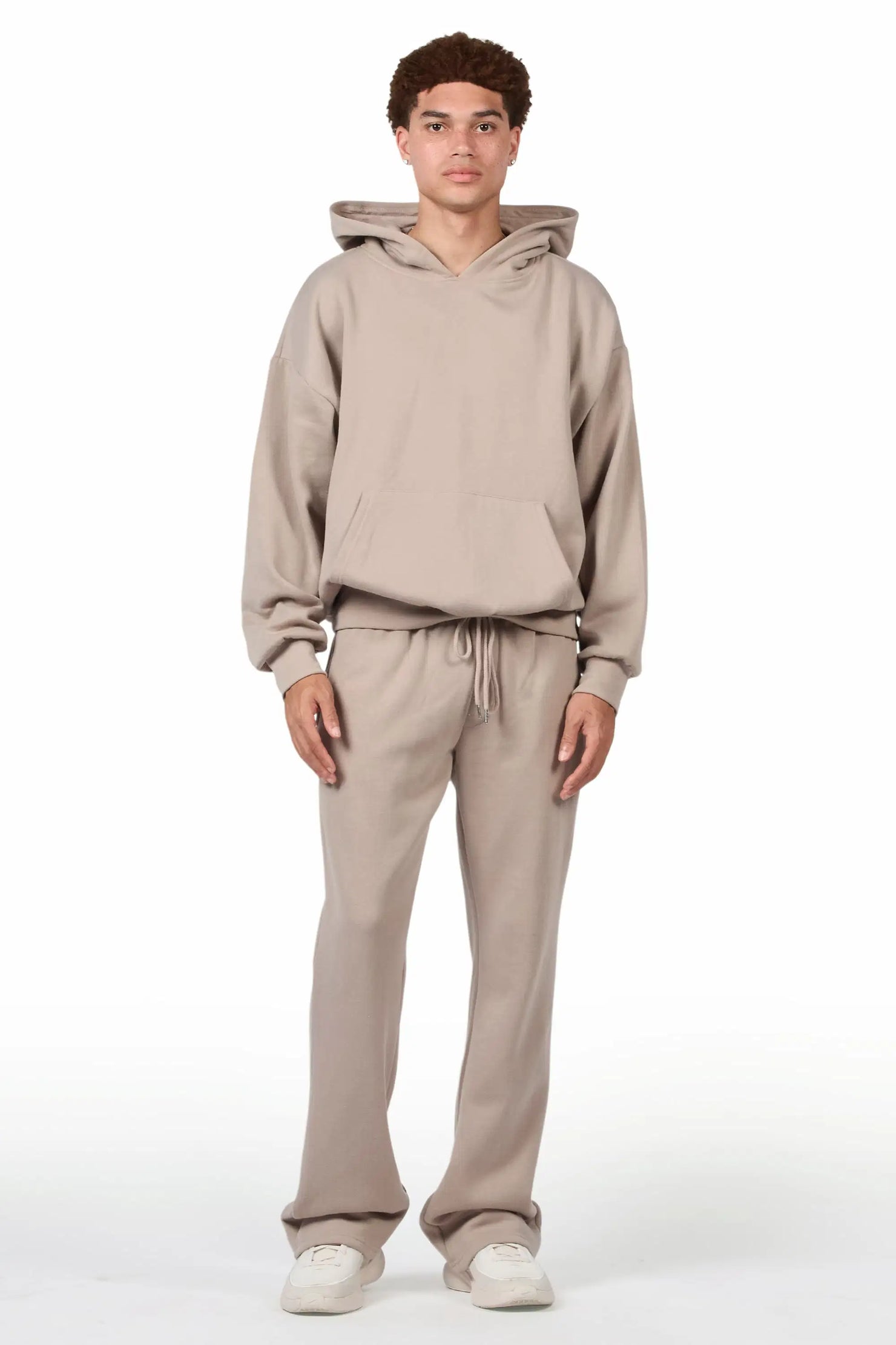 Basic Taupe Hoodie Relaxed Track Set