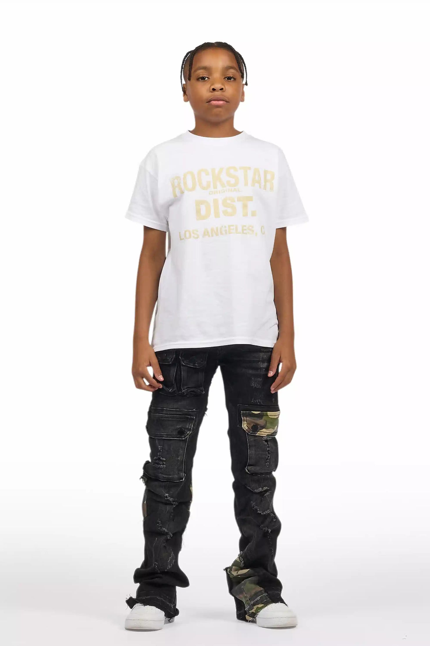 Boys Zeta Black Stacked Flare Jean
