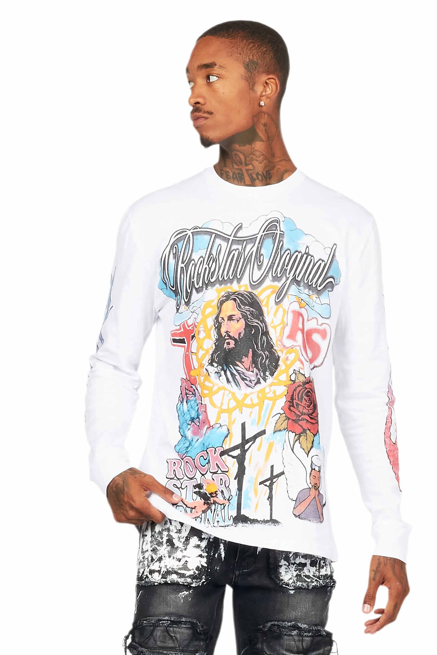 Tadashi White Long Sleeve Graphic T-Shirt