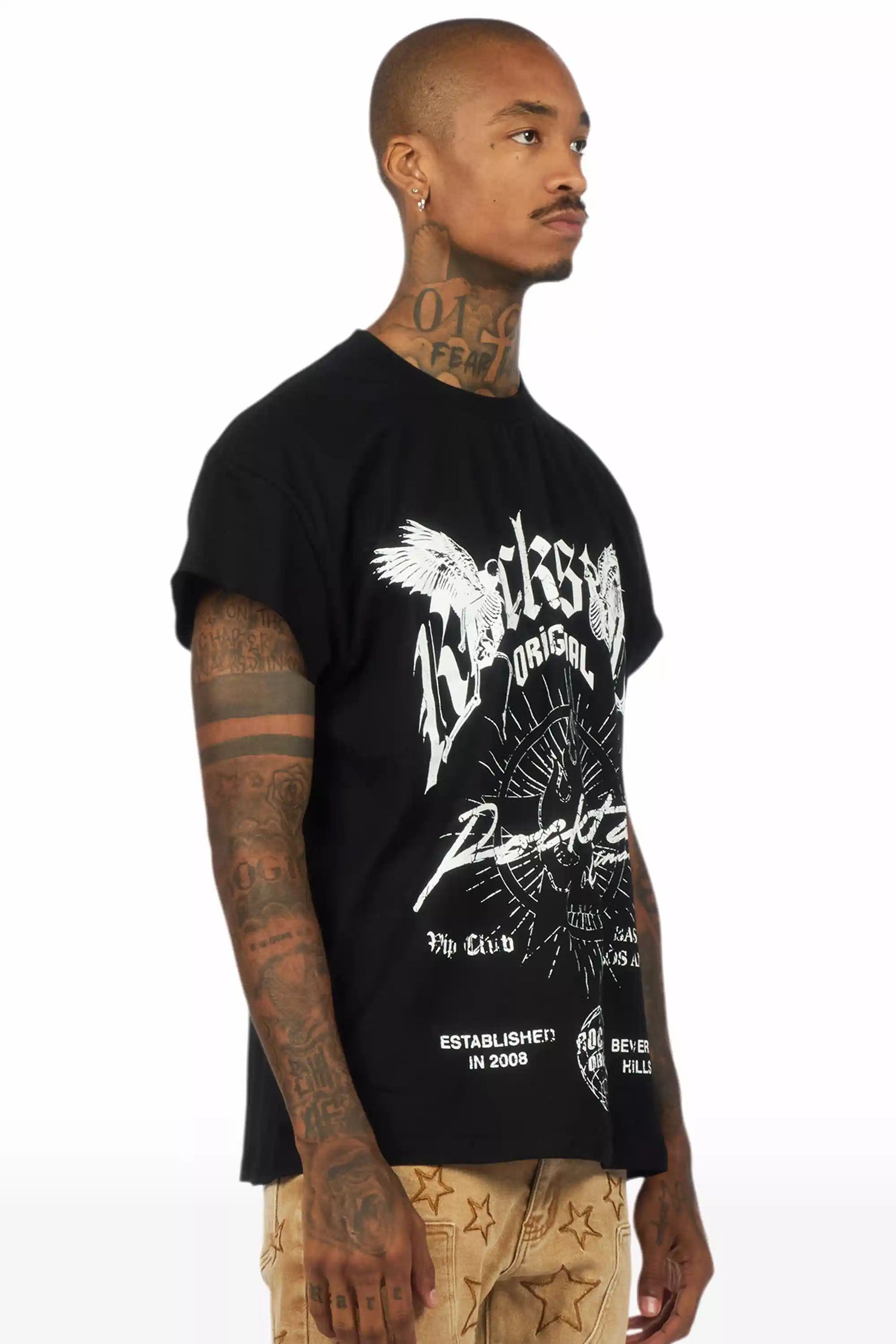 Tally Black Sleeveless Graphic T-Shirt