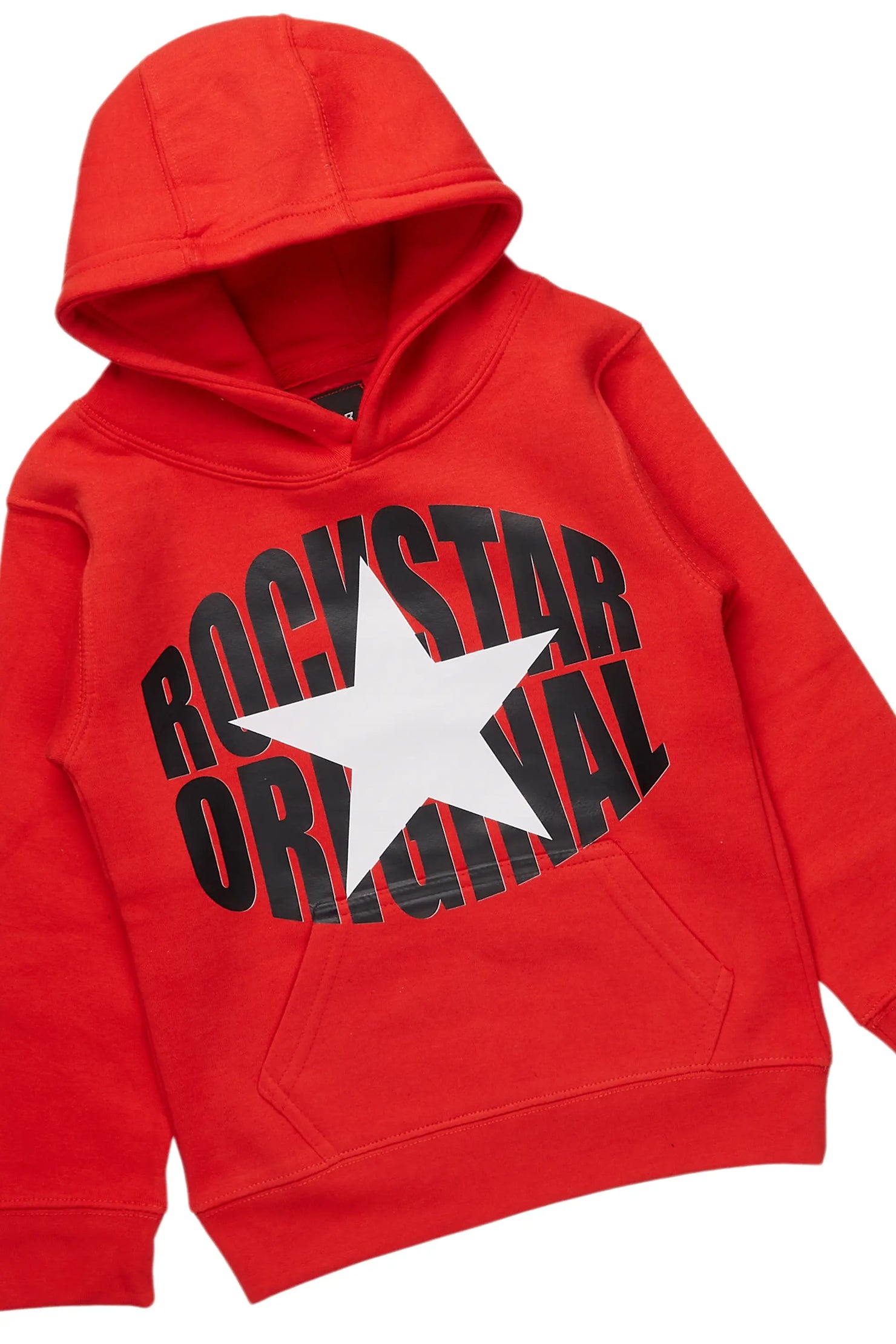 Boys Camber Red Hoodie/Stacked Flare PU Jean Set