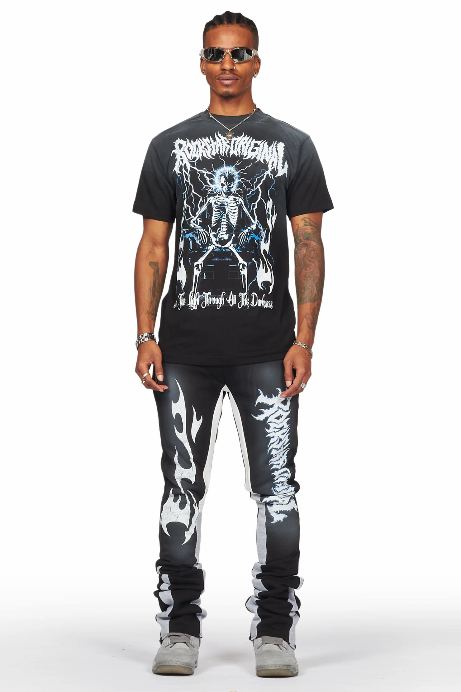 Deathrow Black T-Shirt/Super Stacked Flare Pant Set