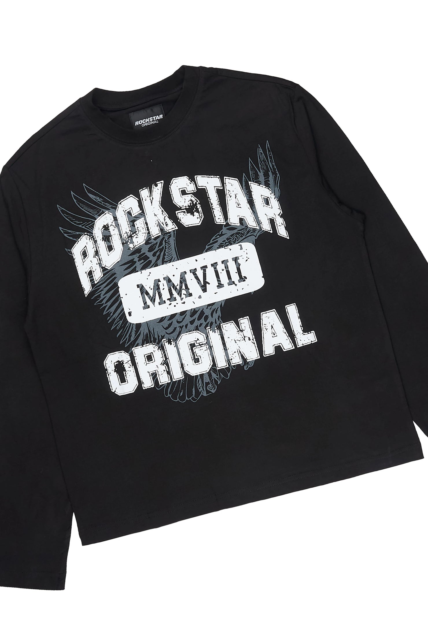 Boys Borya Black/White Long Sleeve T-Shirt Track Set